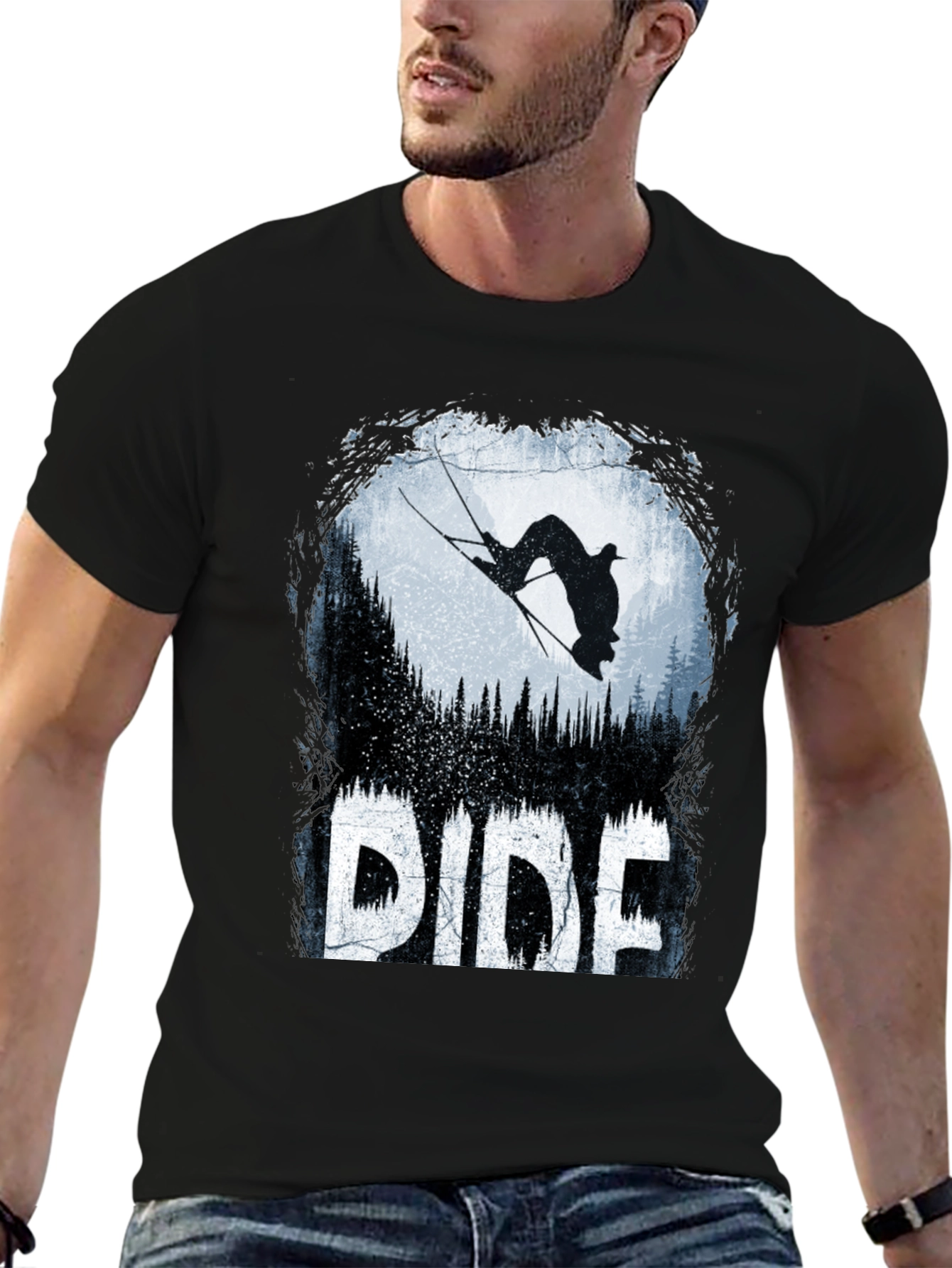 Ride T-Shirt: Skier Silhouette Design