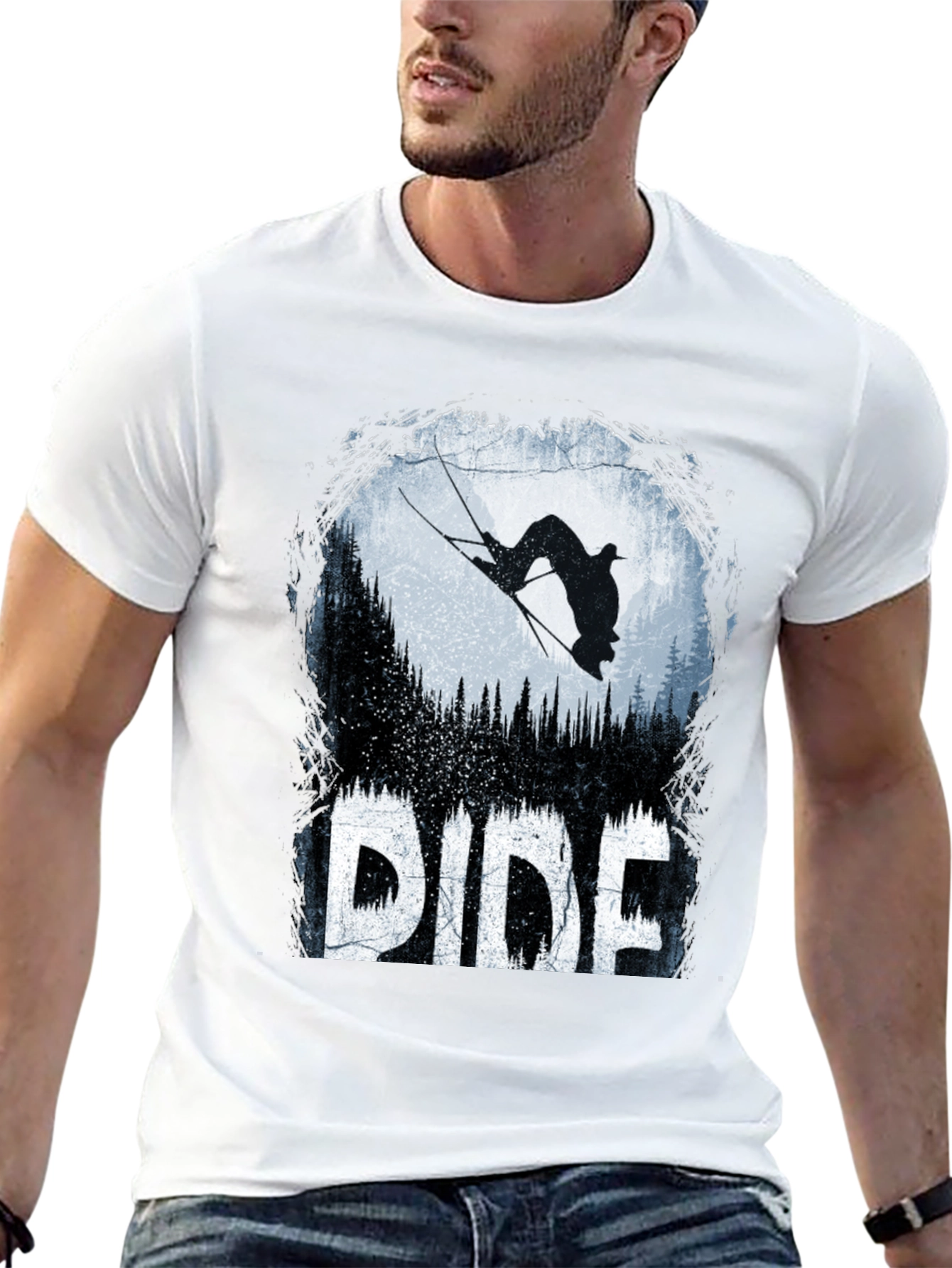 Ride T-Shirt: Skier Silhouette Design