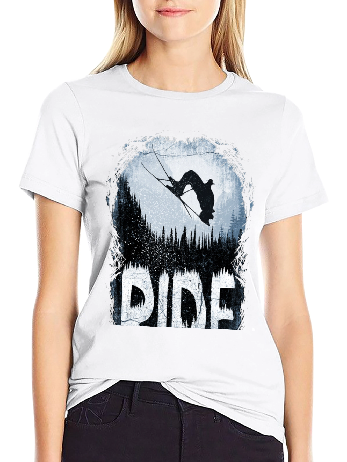 Ride T-Shirt: Skier Silhouette Design