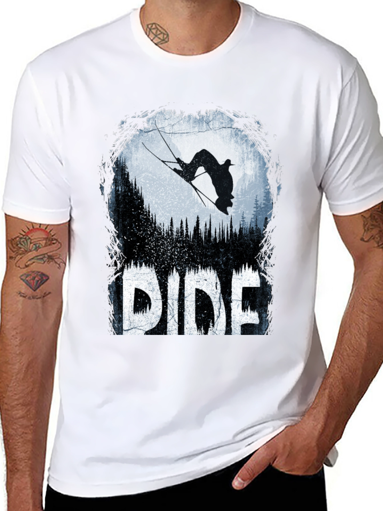 Ride T-Shirt: Skier Silhouette Design