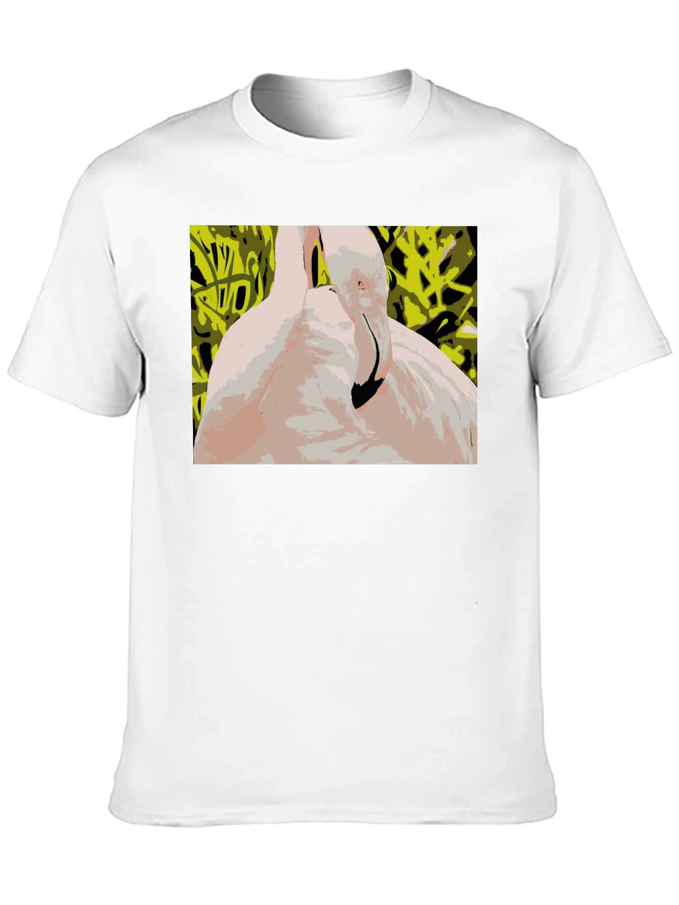 Abstract Flamingo Graphic Tee - Stylish Black T-Shirt