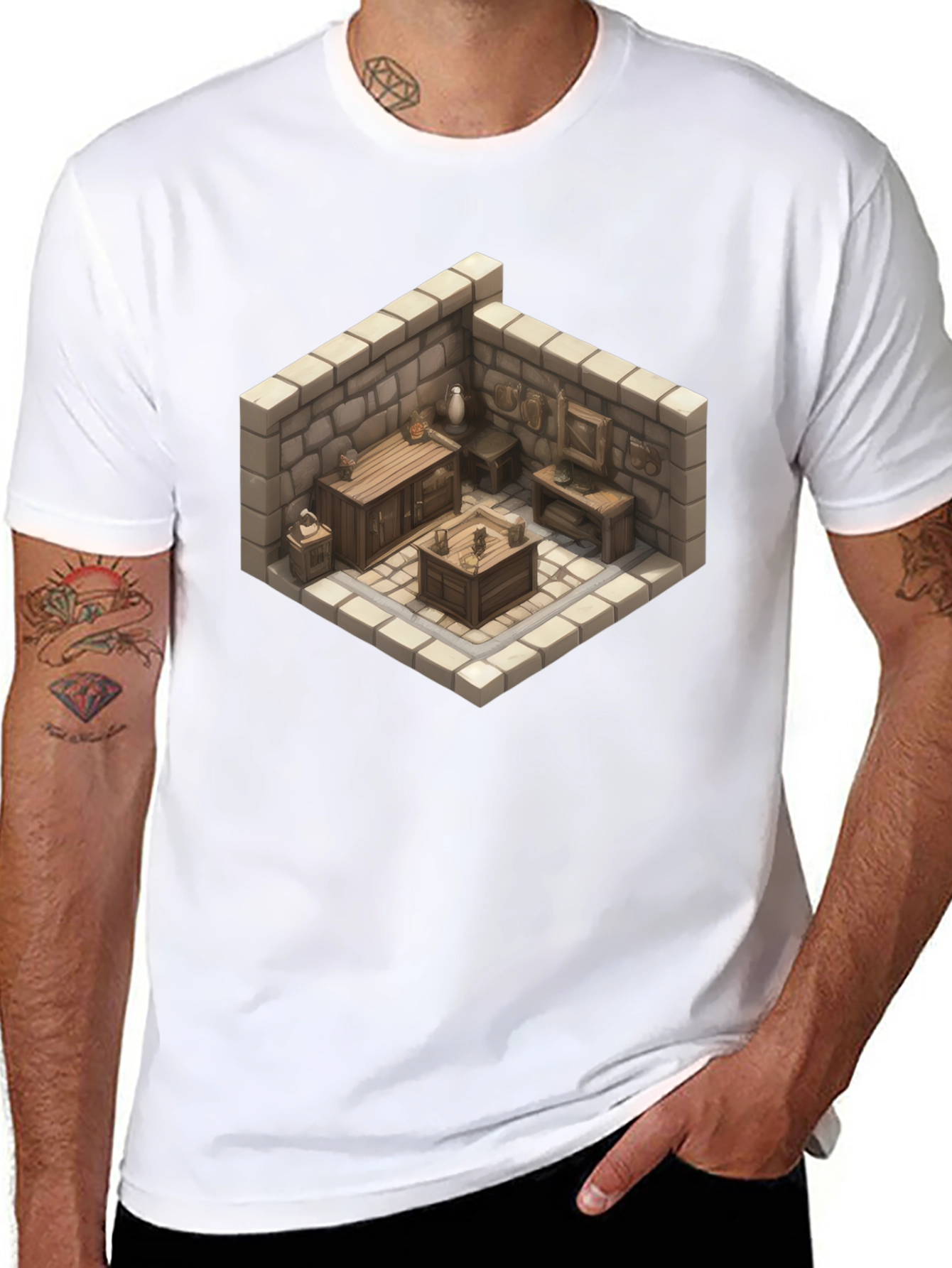Isometric Dungeon Room Graphic Tee - Gamer Style