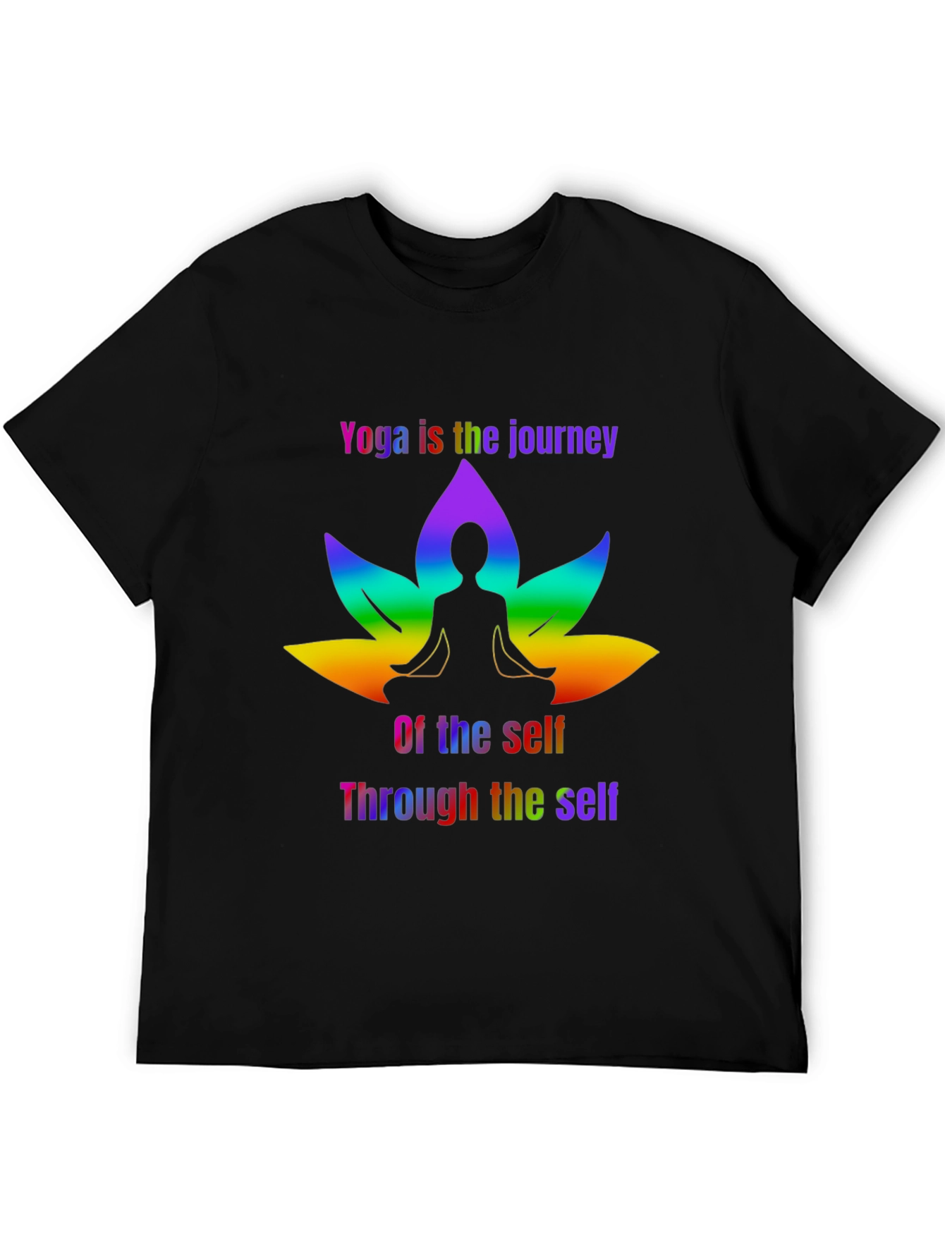 Yoga Journey T-Shirt: Rainbow Lotus & Meditation Design