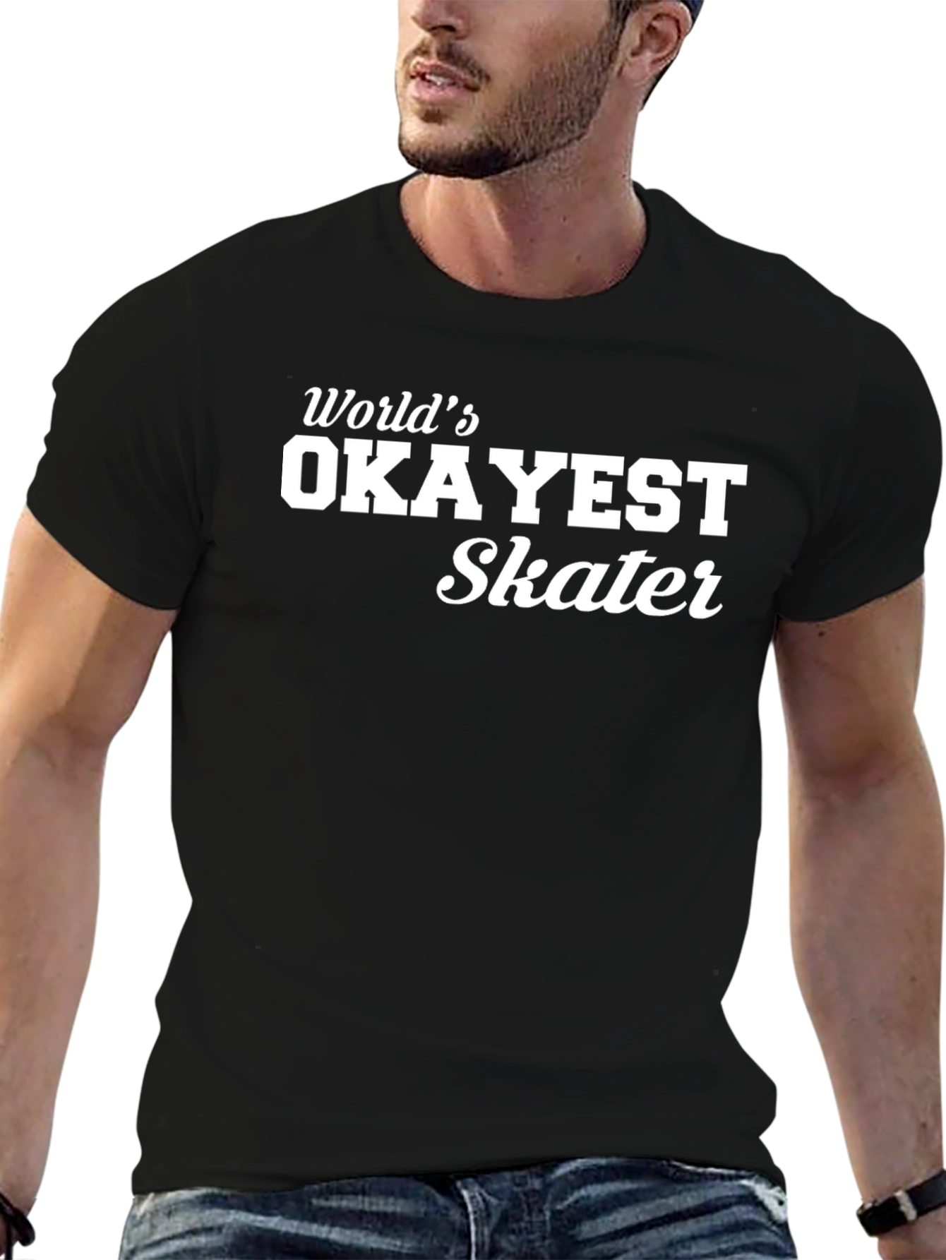 Worlds Okayest Skater Black T-Shirt