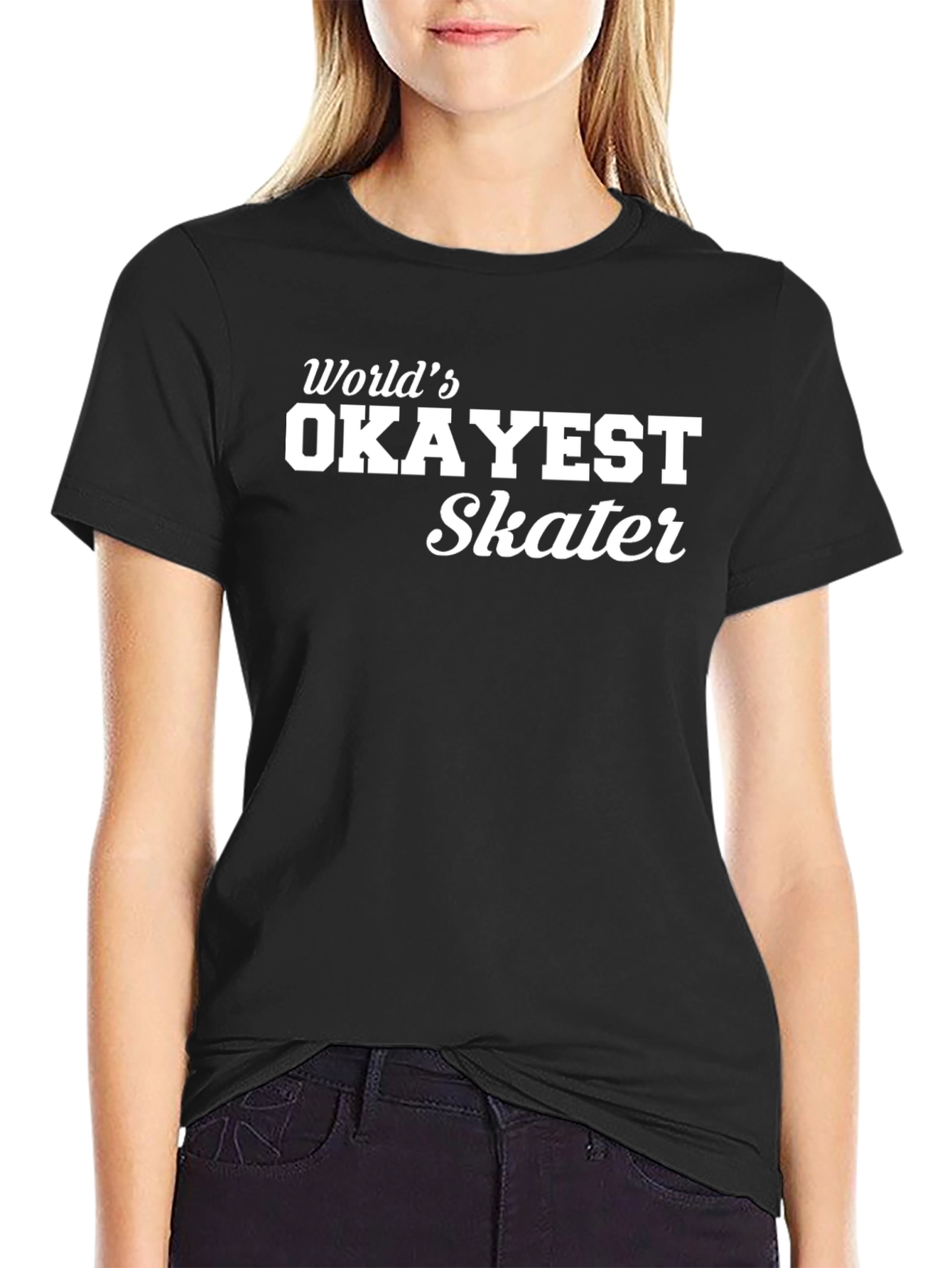 Worlds Okayest Skater Black T-Shirt