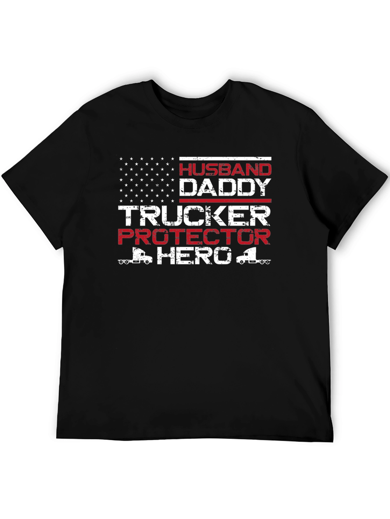 Husband Daddy Trucker Hero Graphic T-Shirt