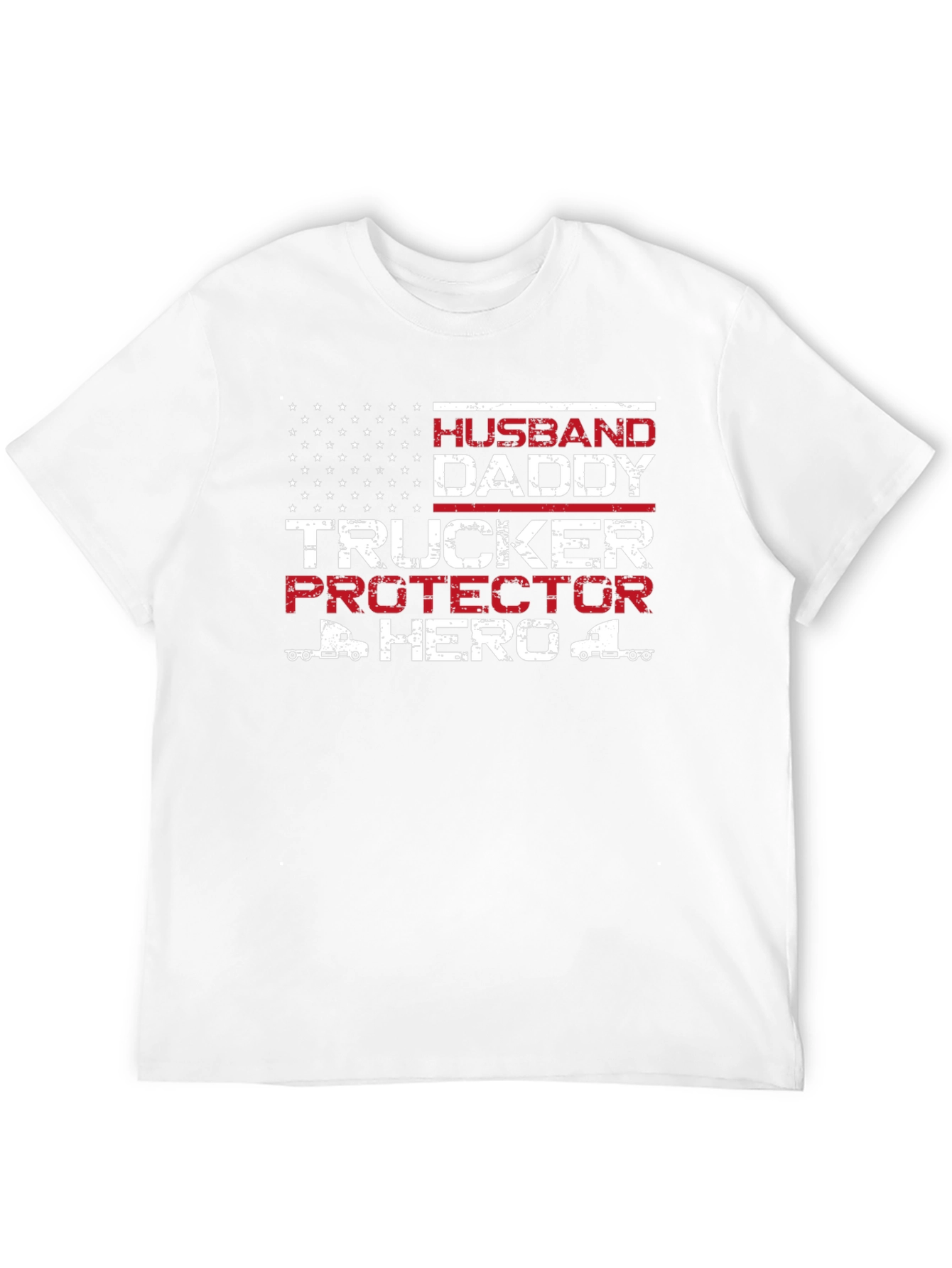 Husband Daddy Trucker Hero Graphic T-Shirt