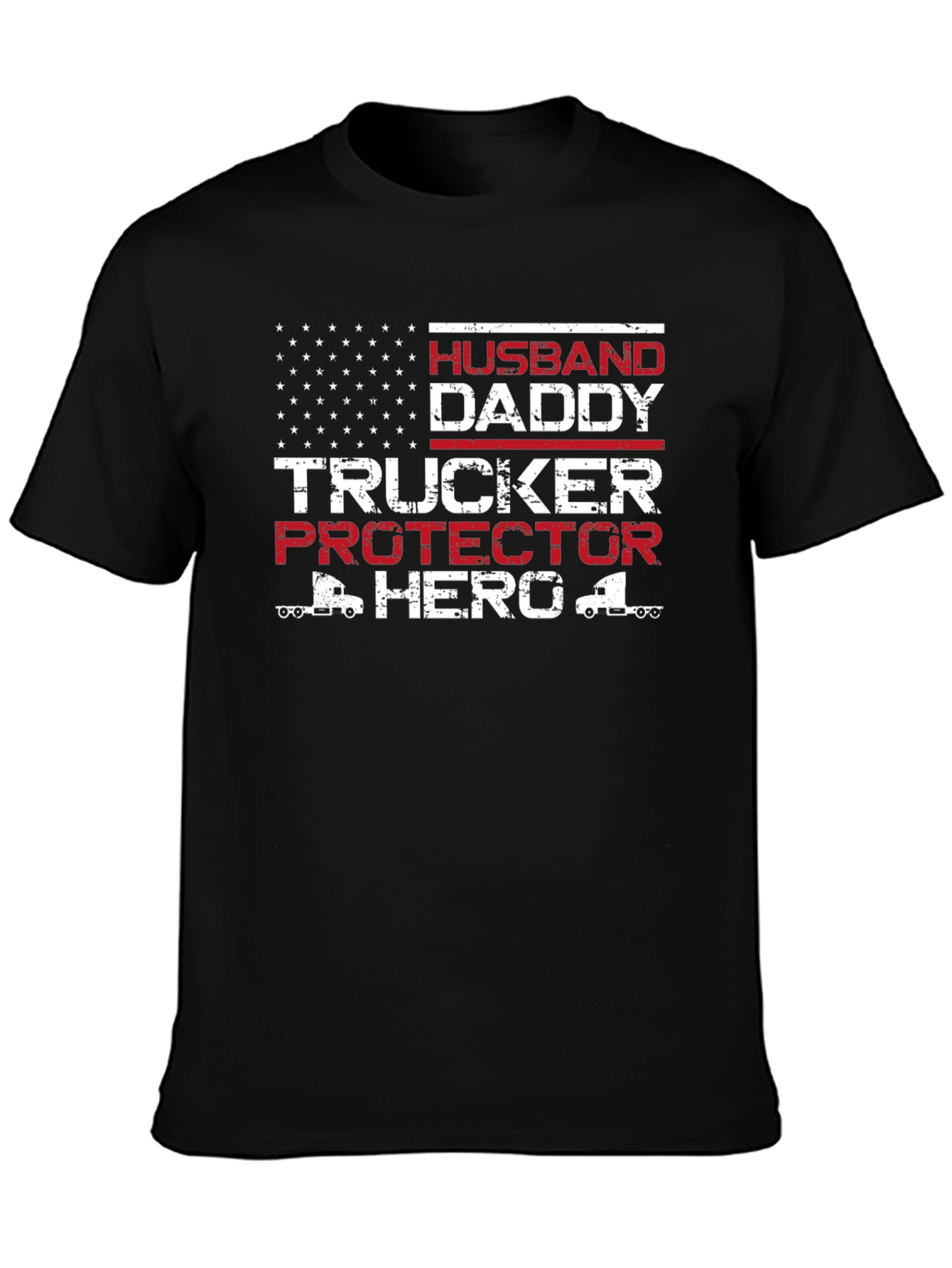 Husband Daddy Trucker Hero Graphic T-Shirt
