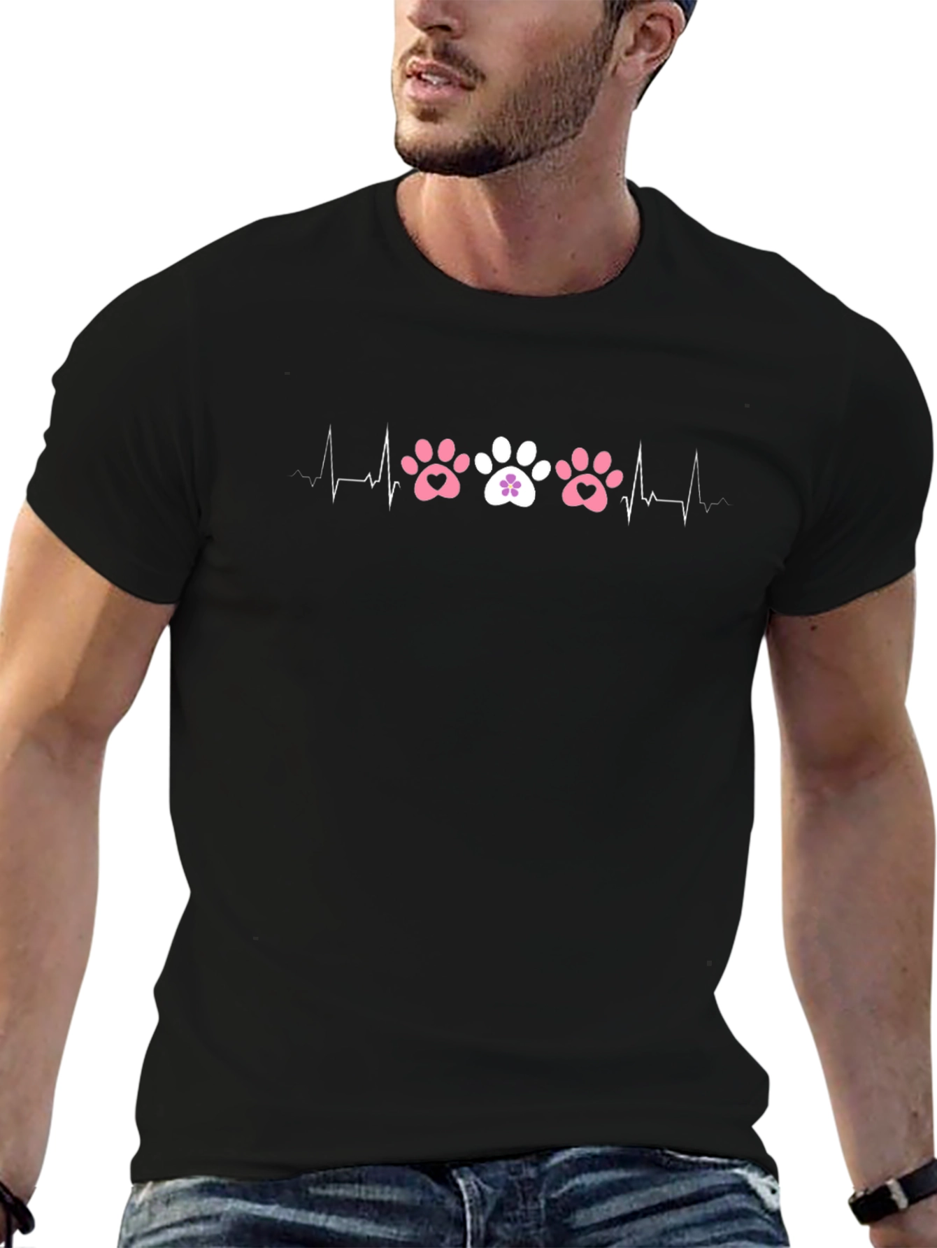 Paw Print Heartbeat T-Shirt - Pet Lover Tee