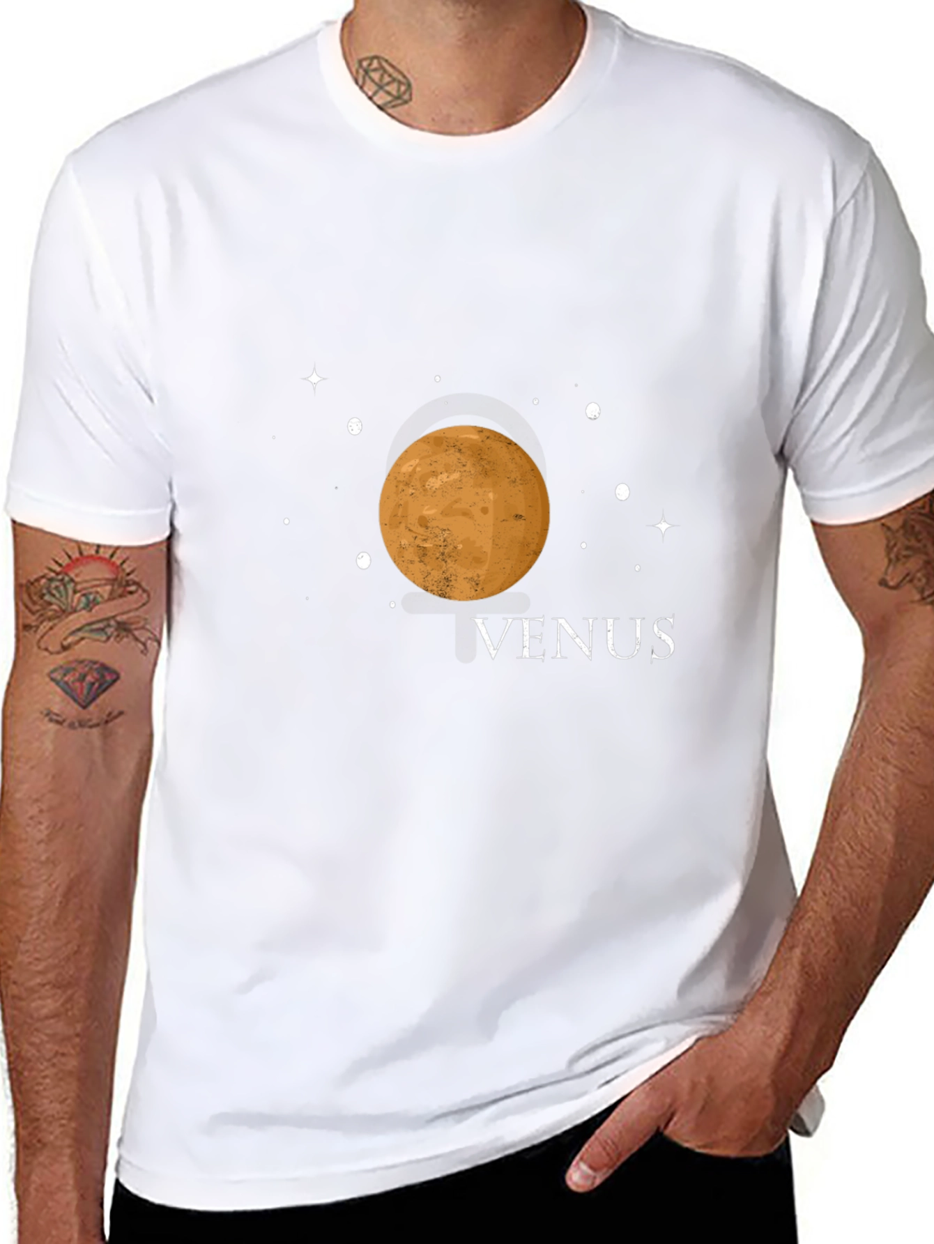 Venus Planet Graphic Tee - Black Cotton Blend Shirt