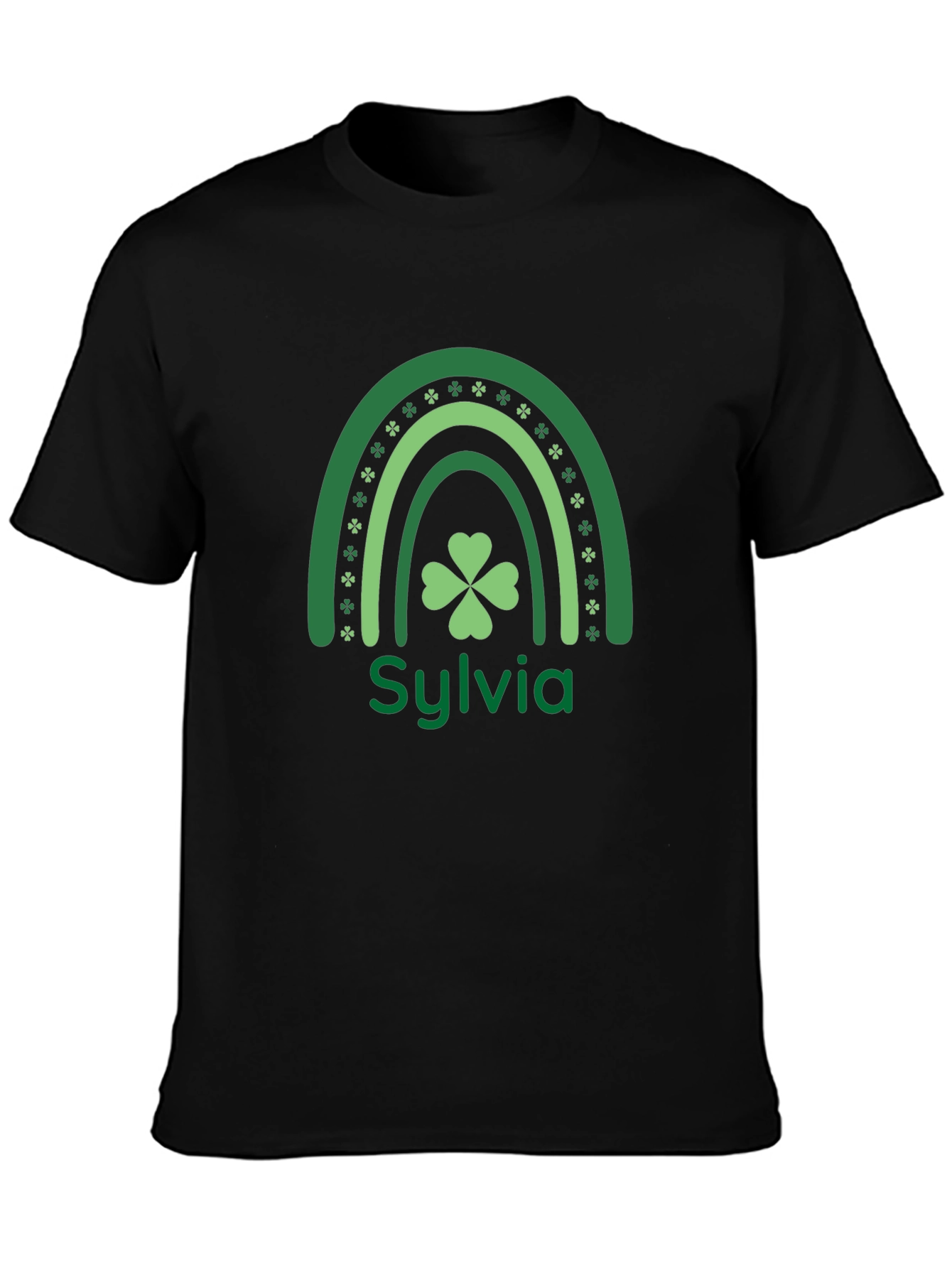 Sylvia St. Patricks Day Rainbow Clover Personalized T-Shirt