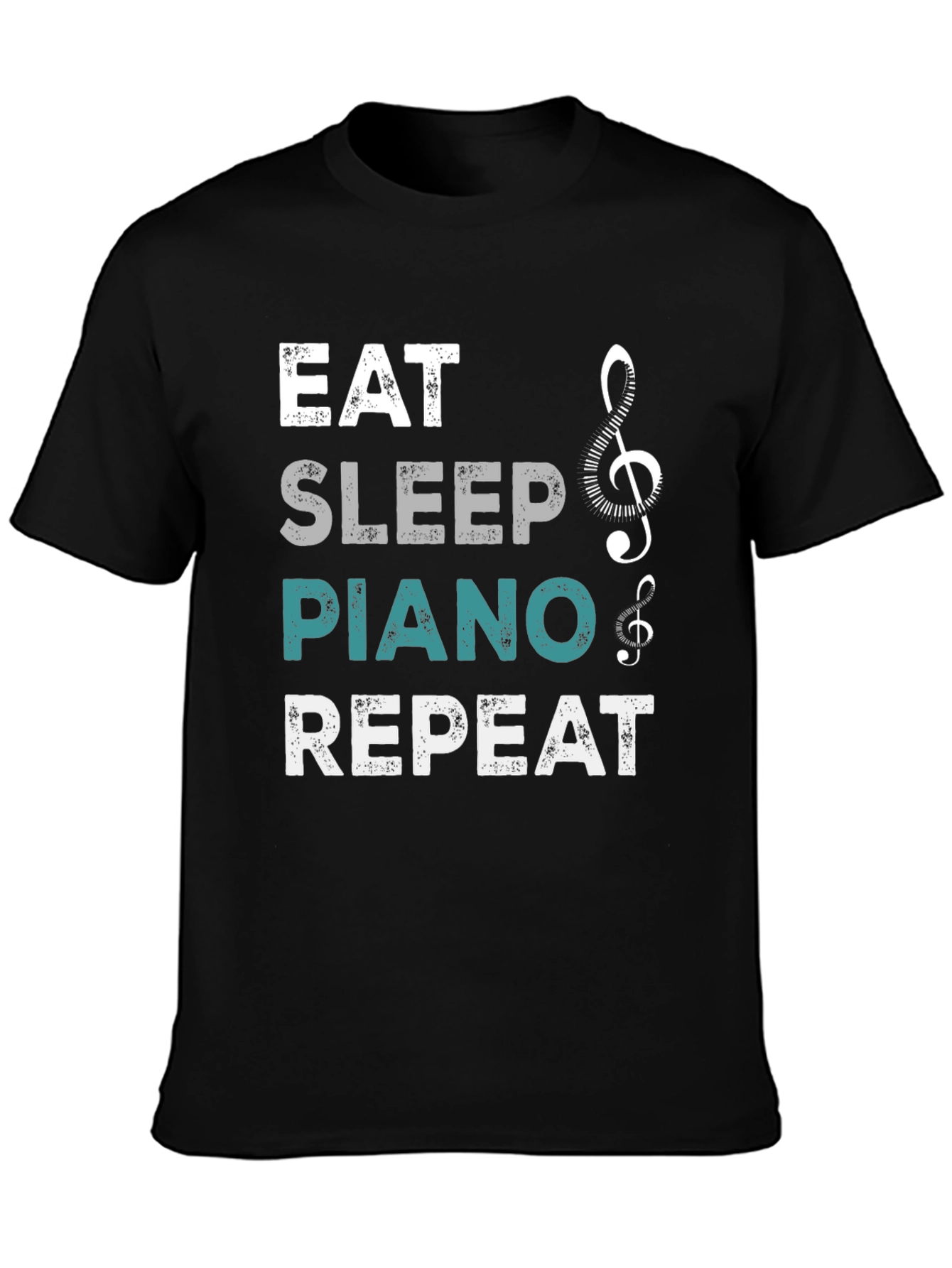 Eat Sleep Piano Repeat Black T-Shirt