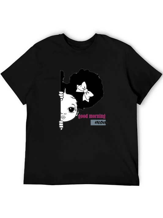 Good Morning Mom Graphic T-Shirt - Cute Girl Design