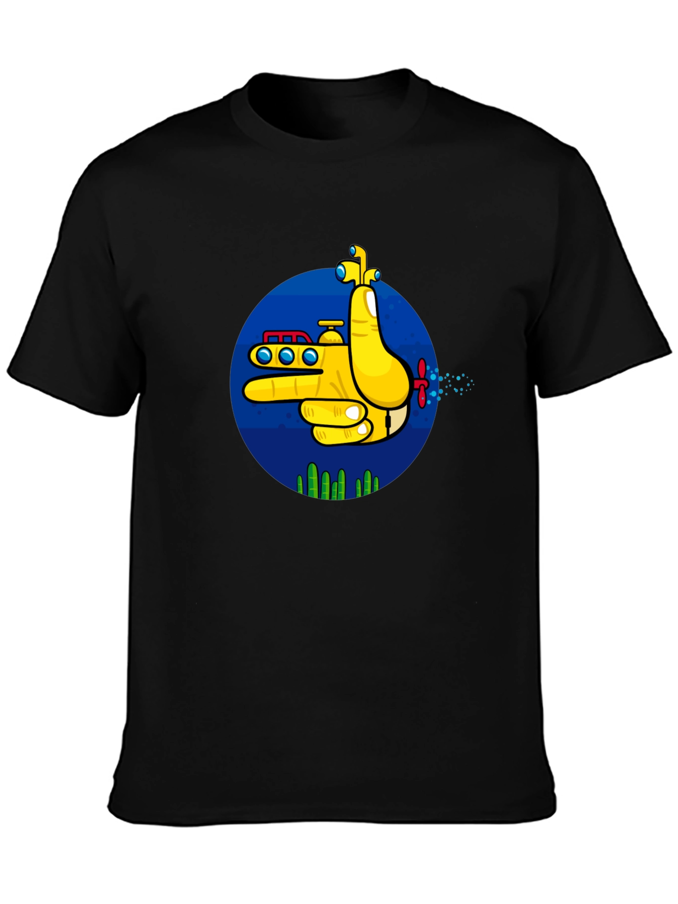 Yellow Submarine Finger Gun Graphic Tee - Unique Design