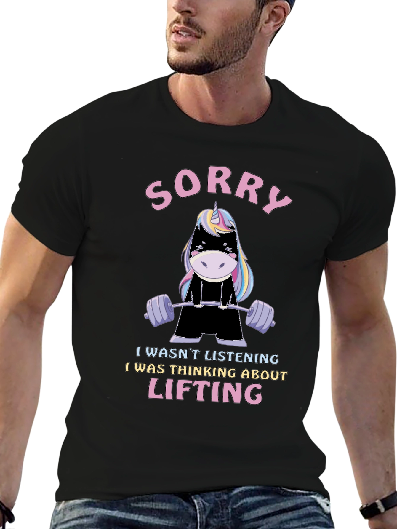 Sorry Lifting Unicorn Graphic T-Shirt