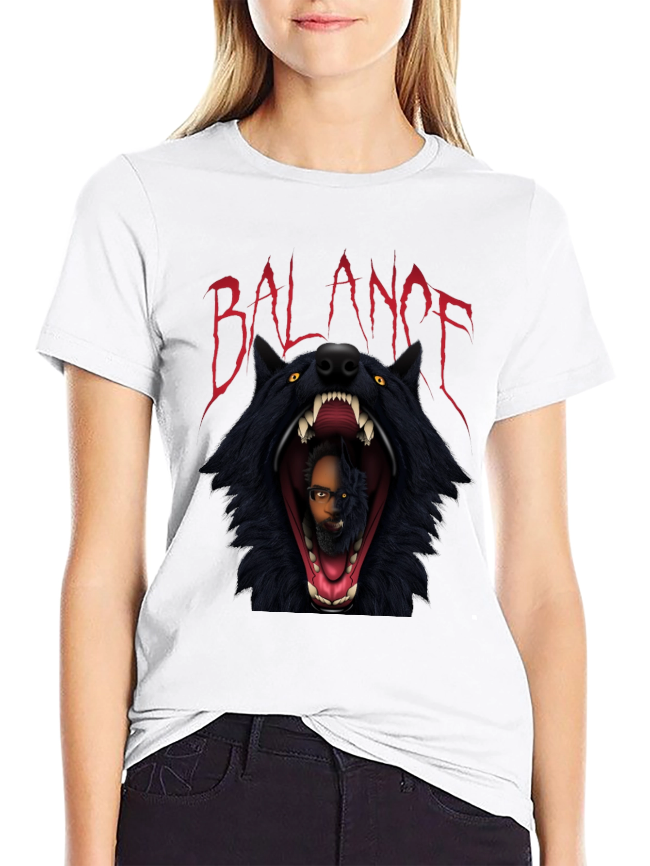 Balance Graphic Print Black T-Shirt