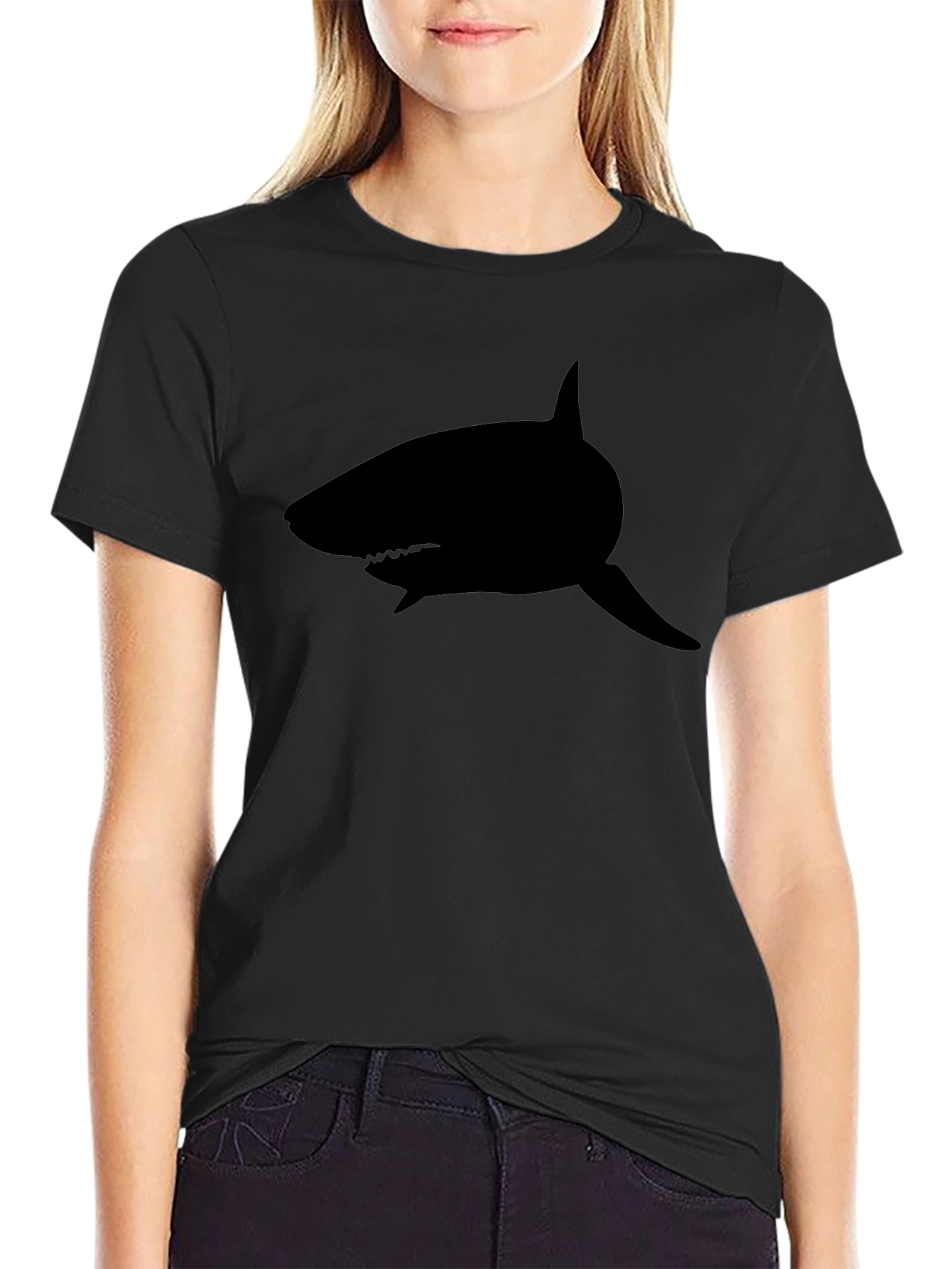 Mens Black Shark Graphic Tee - Classic Fit