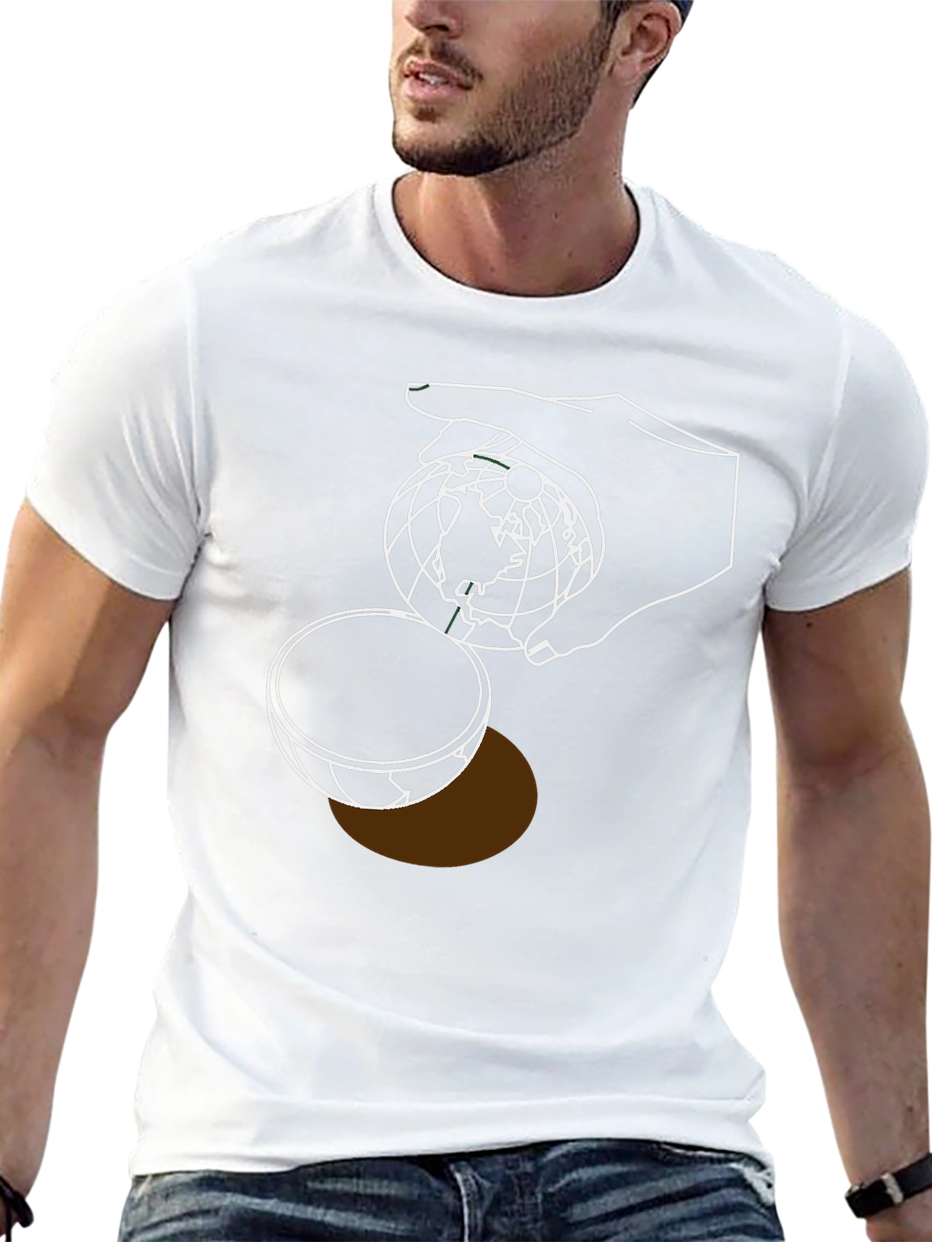 Globe Hand Graphic T-Shirt - Modern Design
