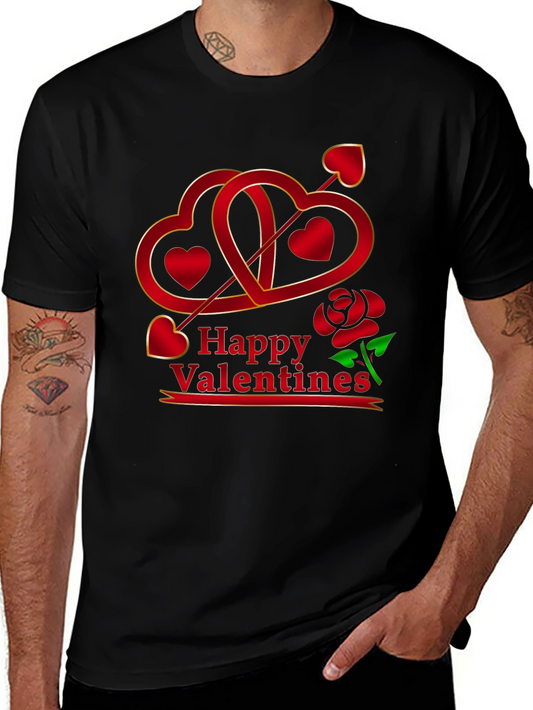 Happy Valentines Graphic Tee - Heart Arrow Rose