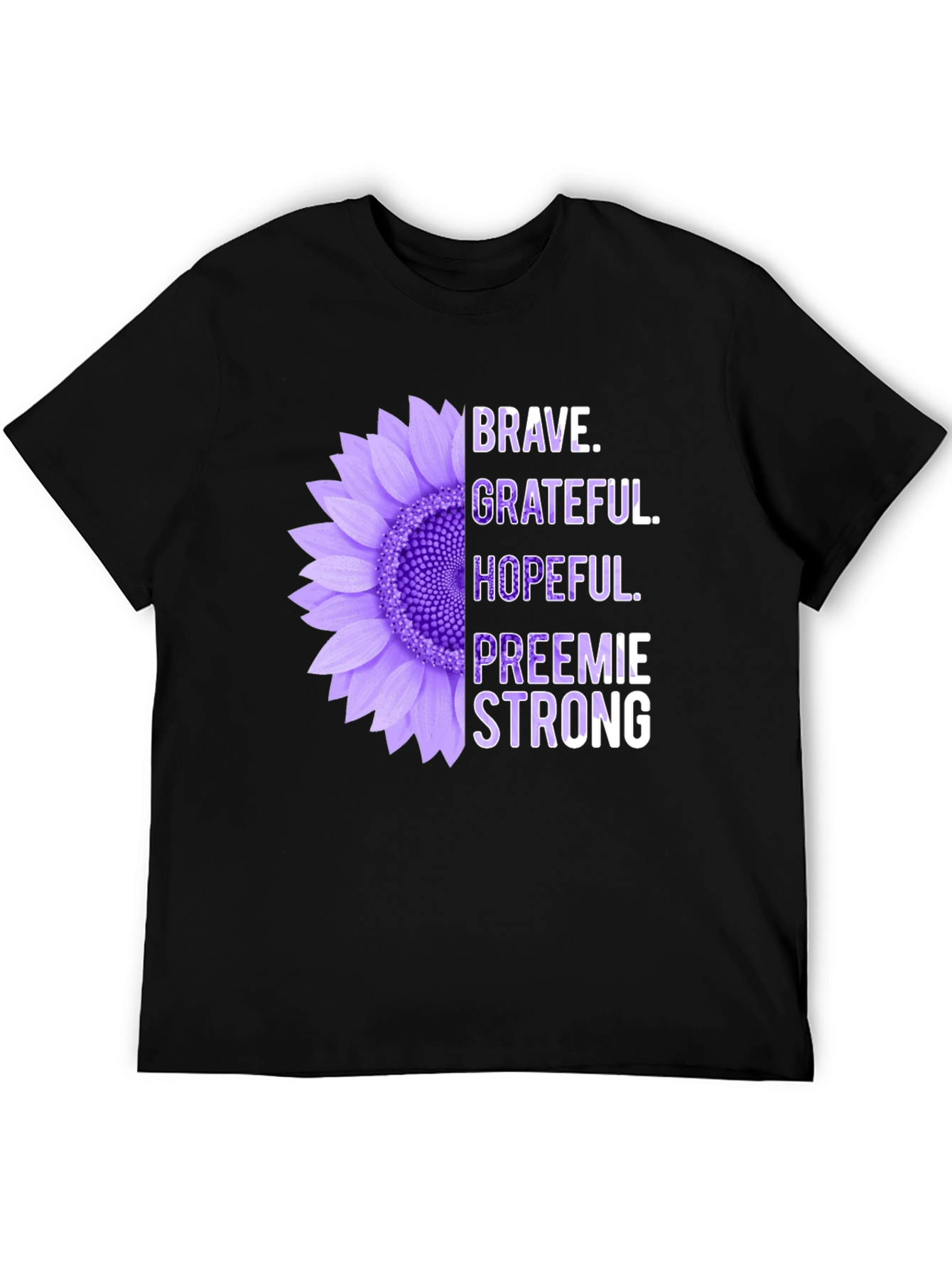 Brave Preemie Strong Purple Sunflower T-Shirt