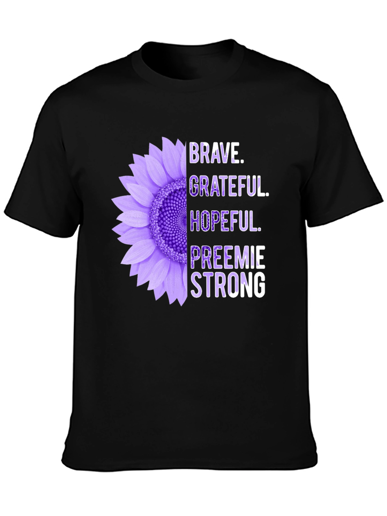 Brave Preemie Strong Purple Sunflower T-Shirt