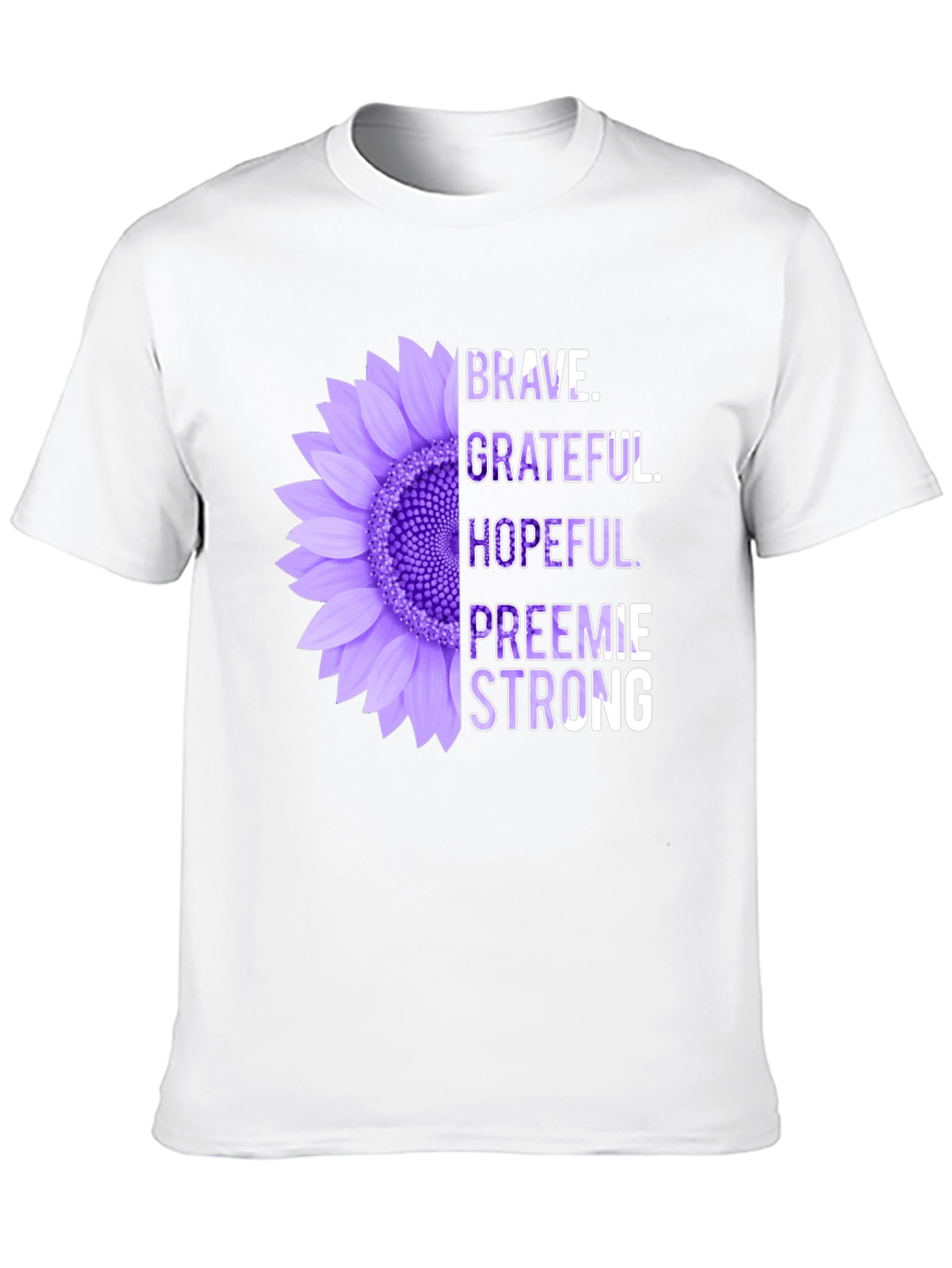 Brave Preemie Strong Purple Sunflower T-Shirt