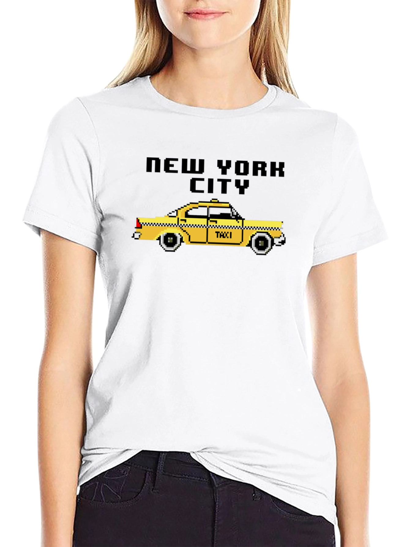 NYC Taxi Pixel Art T-Shirt - Retro City Style