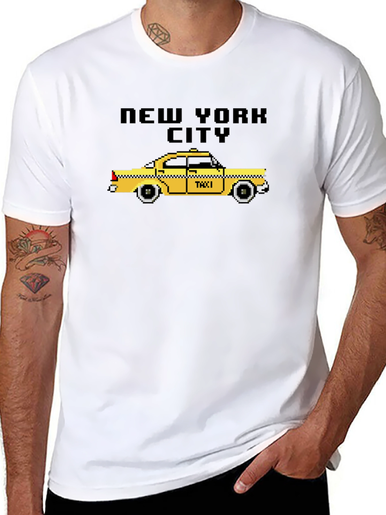 NYC Taxi Pixel Art T-Shirt - Retro City Style