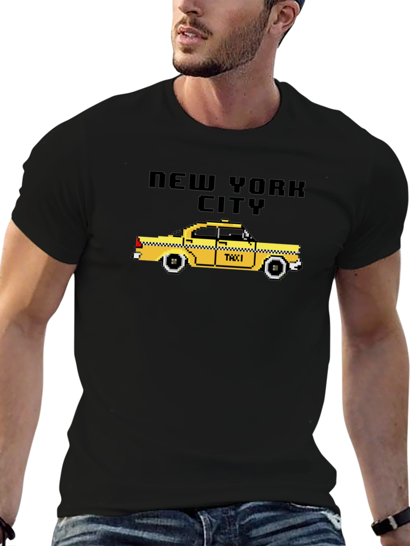 NYC Taxi Pixel Art T-Shirt - Retro City Style