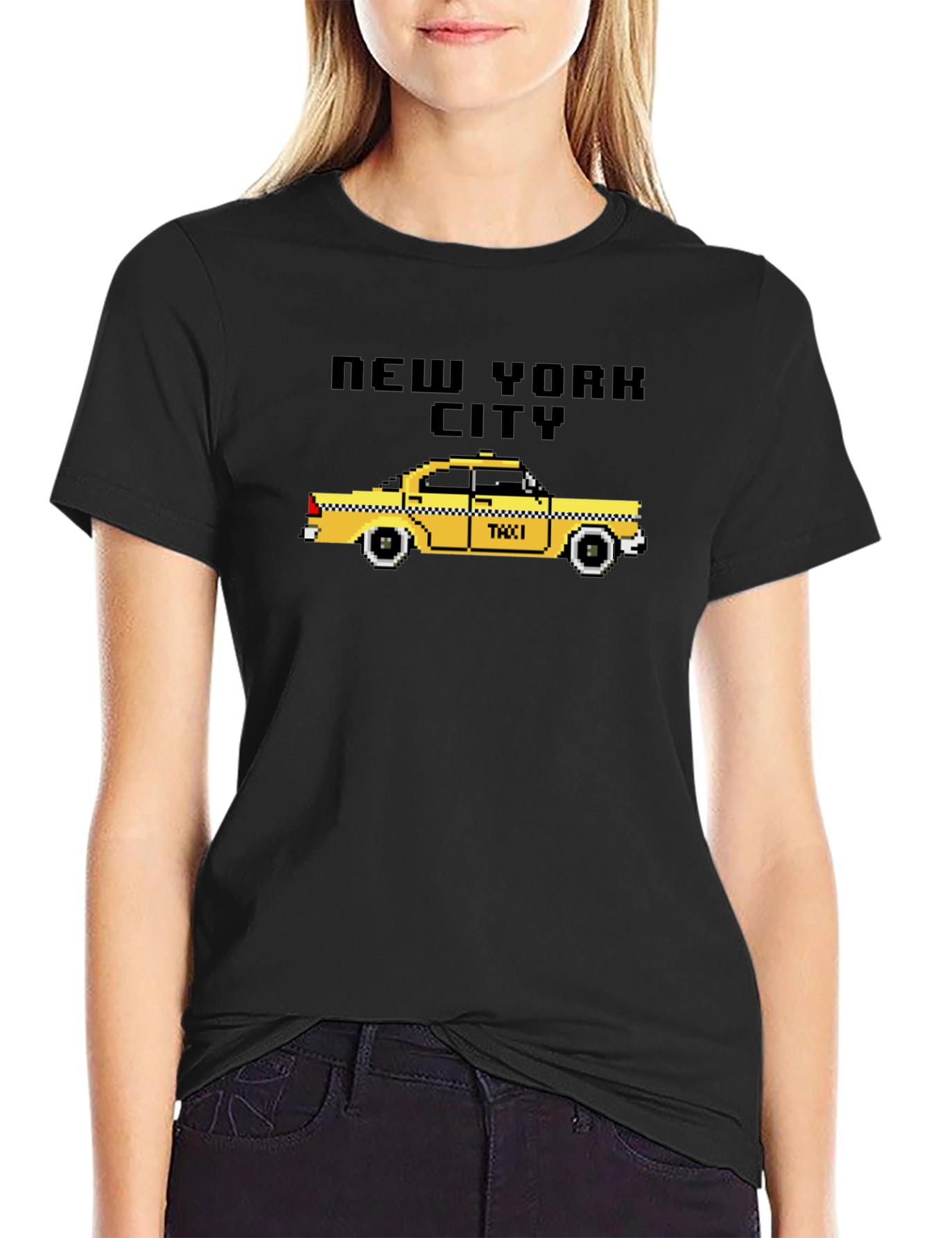 NYC Taxi Pixel Art T-Shirt - Retro City Style