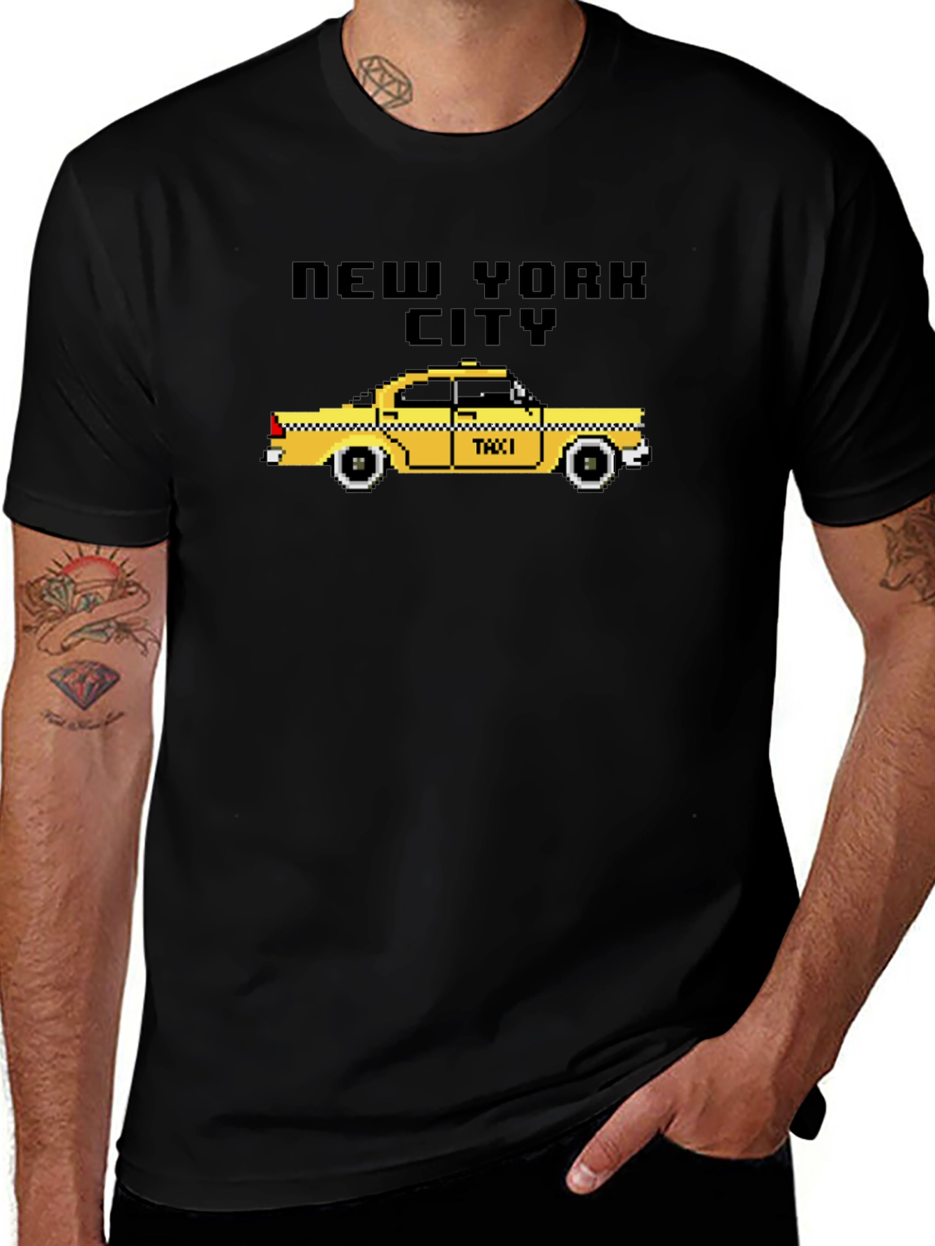 NYC Taxi Pixel Art T-Shirt - Retro City Style