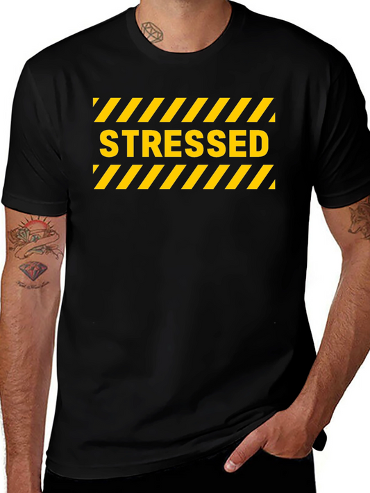Stressed Graphic Tee - Black Short Sleeve Cotton T-Shirt