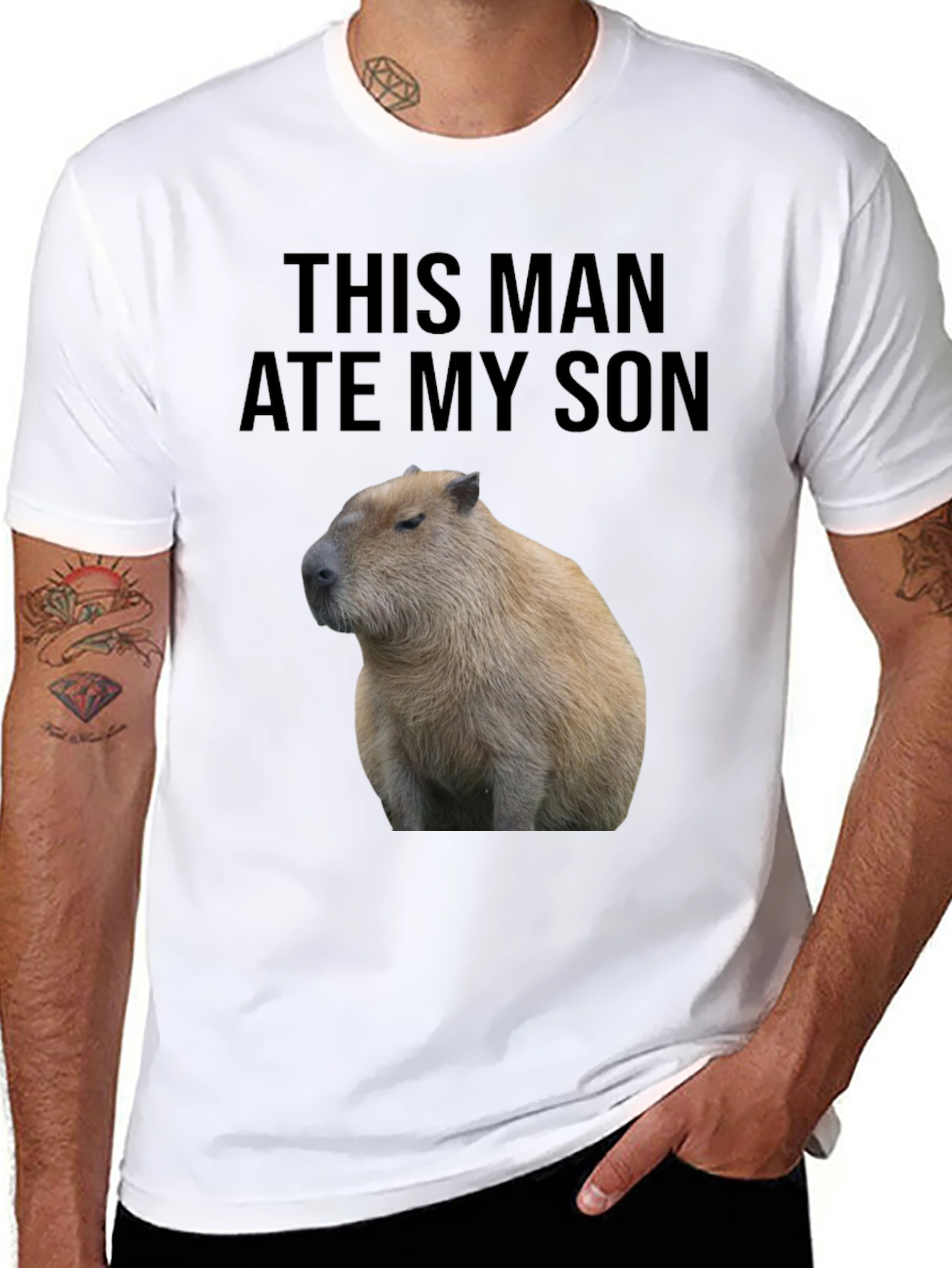 This Man Ate My Son Capybara Graphic Tee