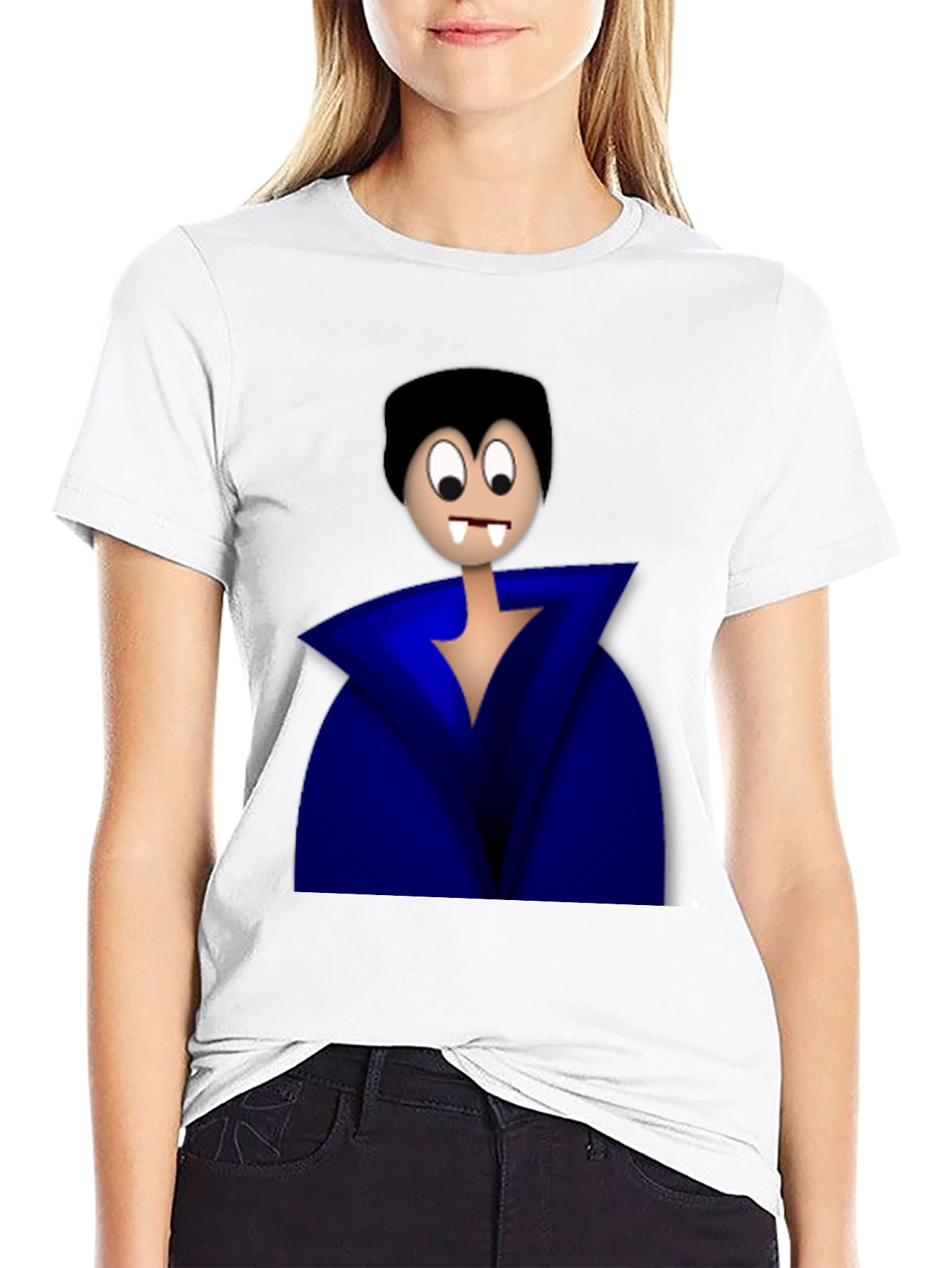 Cartoon Vampire Graphic Tee - Black