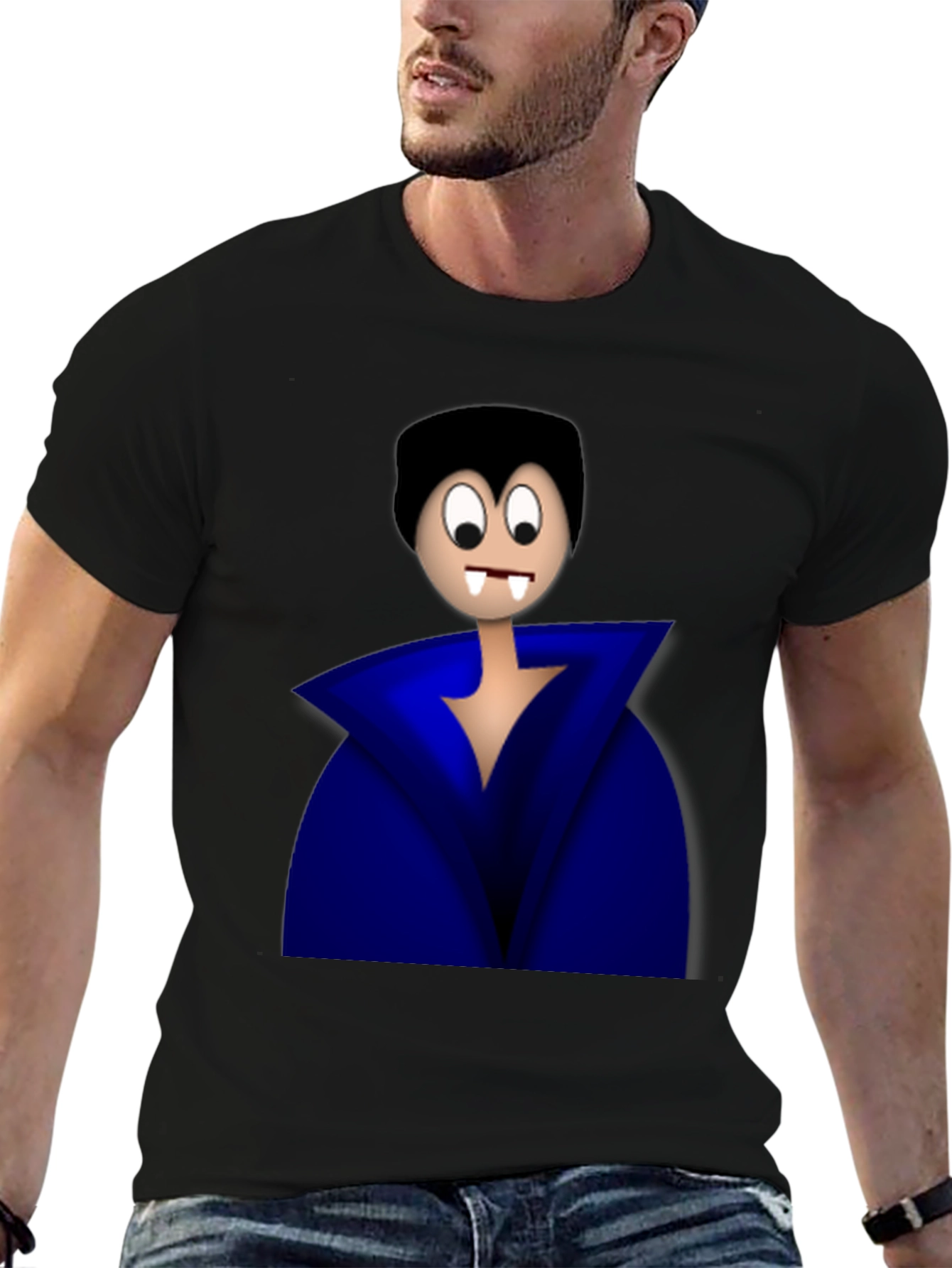 Cartoon Vampire Graphic Tee - Black