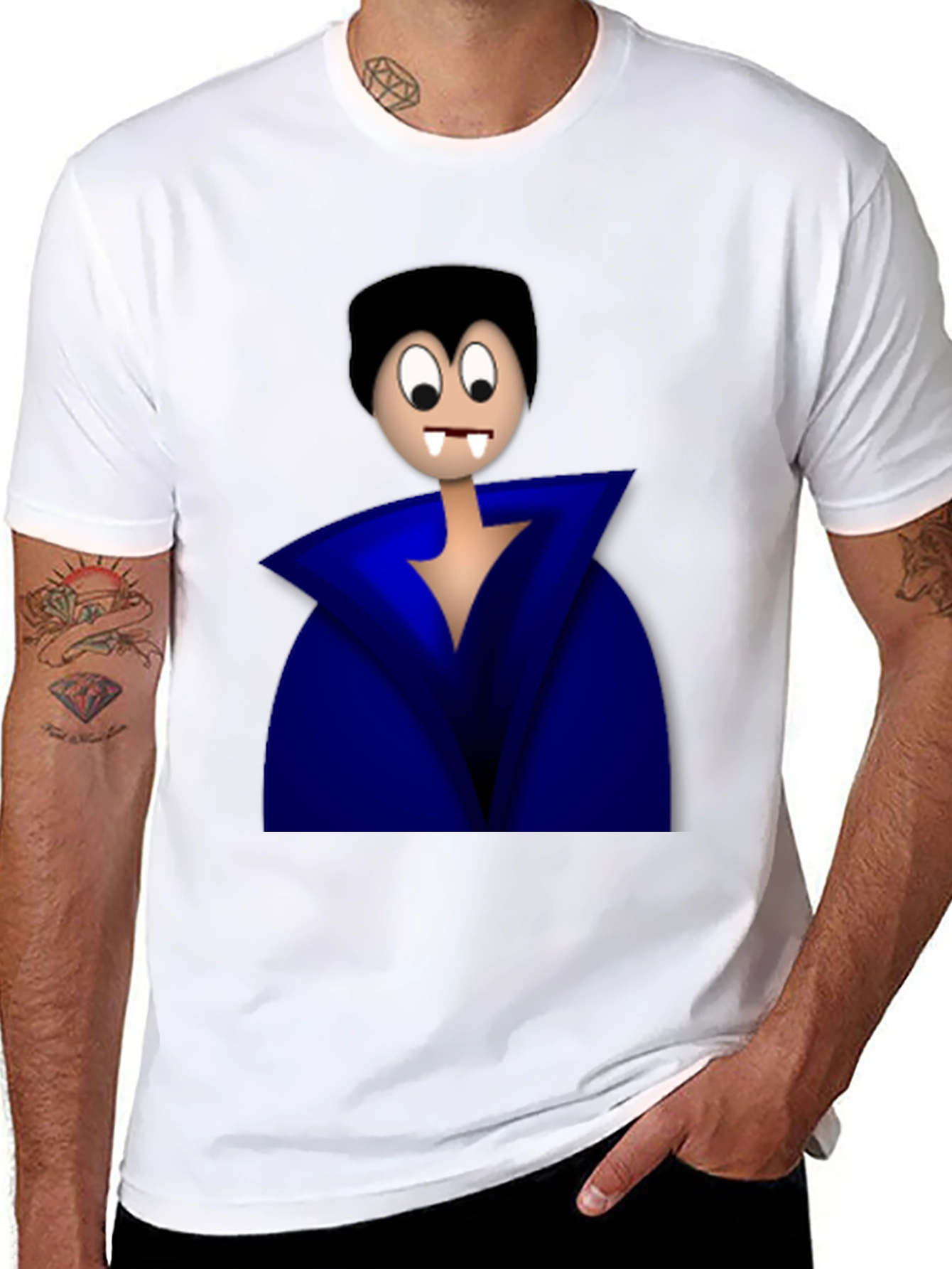 Cartoon Vampire Graphic Tee - Black