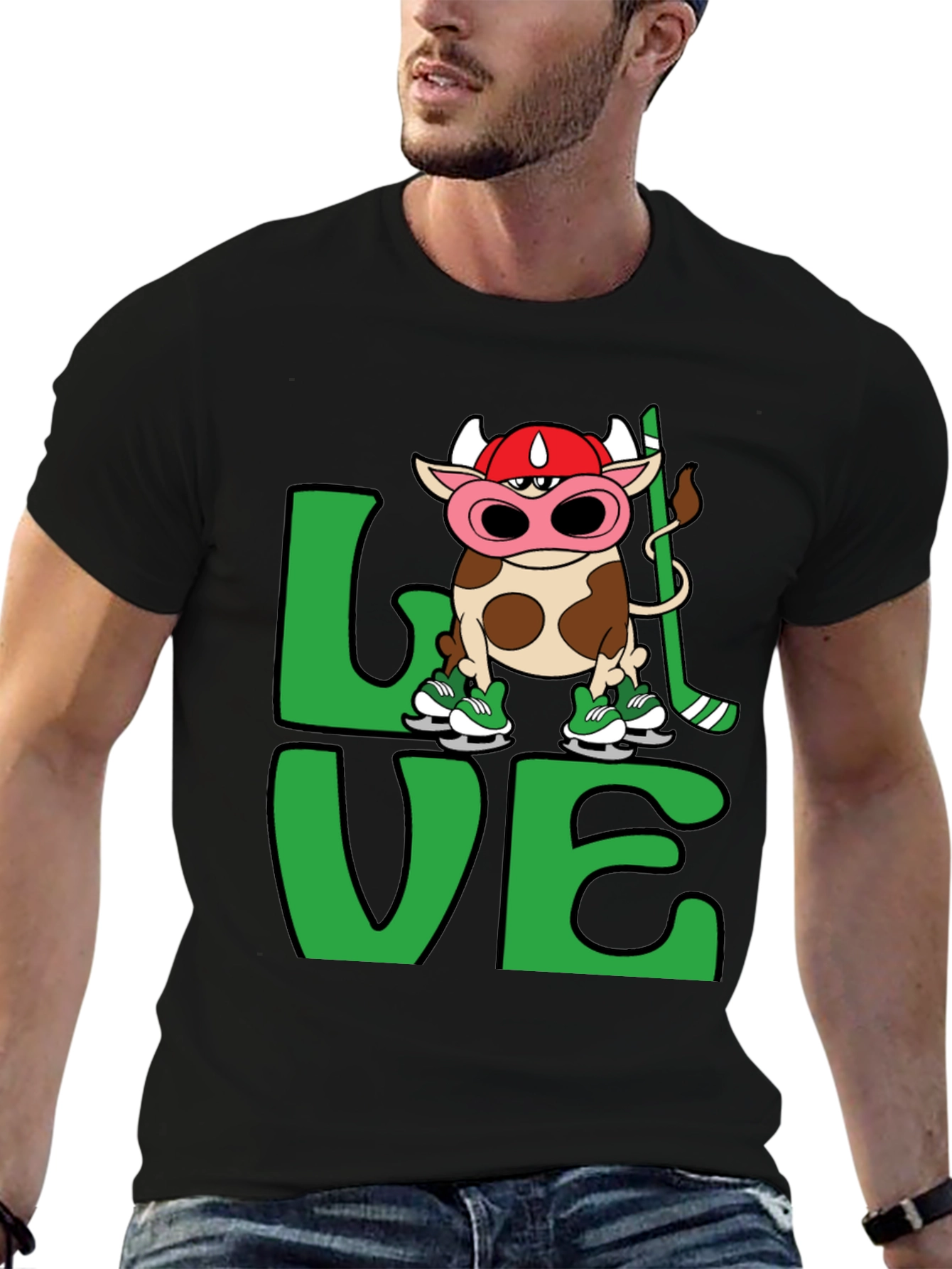 Cow Hockey T-Shirt - Love Hockey Design