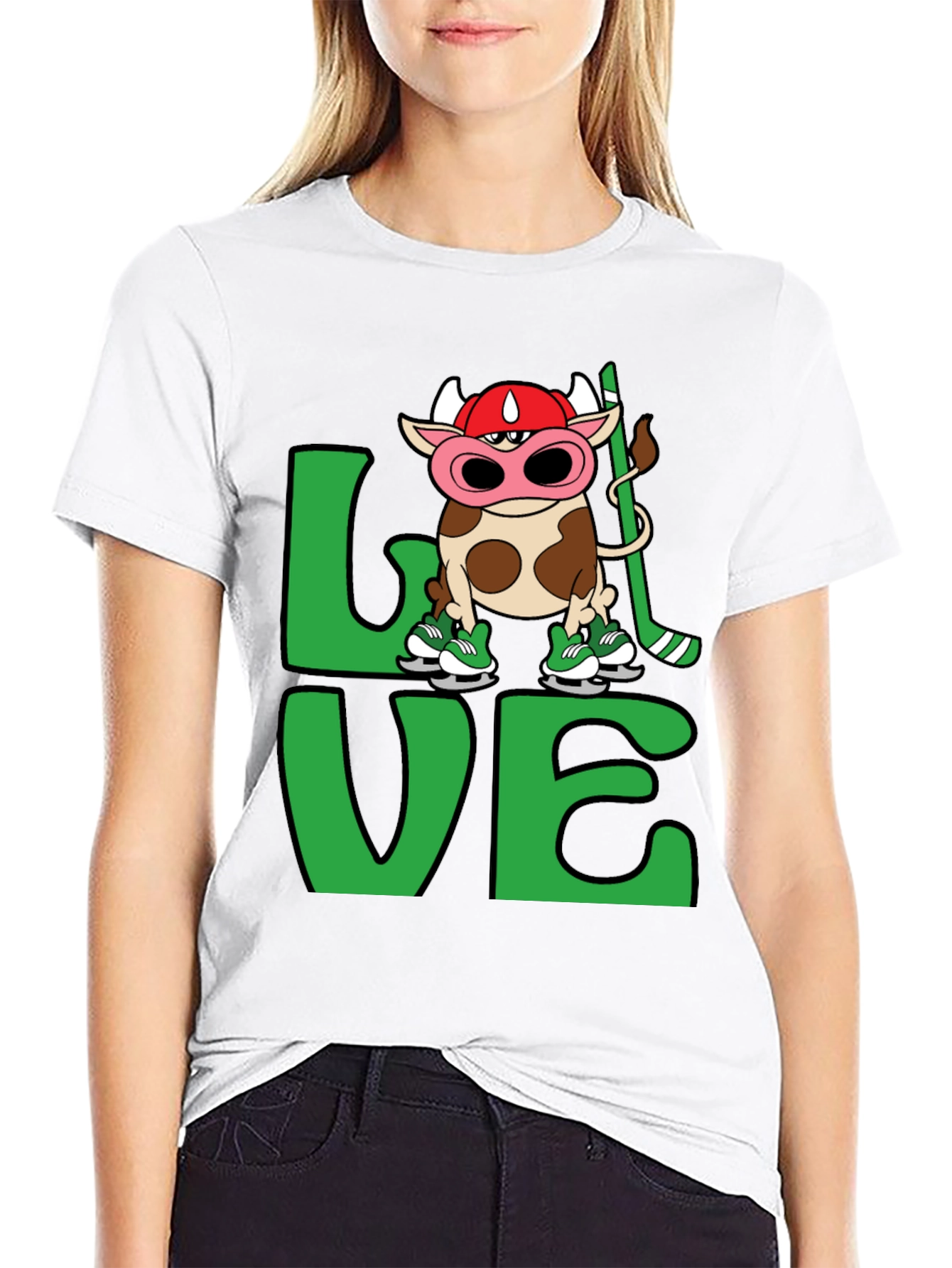 Cow Hockey T-Shirt - Love Hockey Design