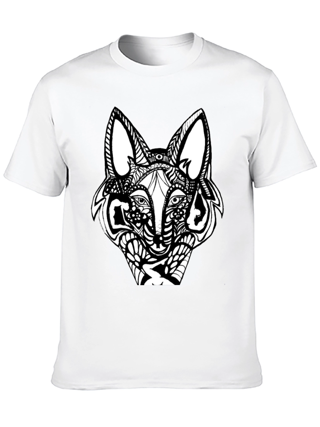 Abstract Wolf Graphic Black T-Shirt