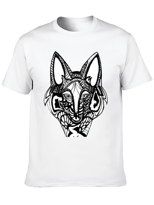 Abstract Wolf Graphic Black T-Shirt