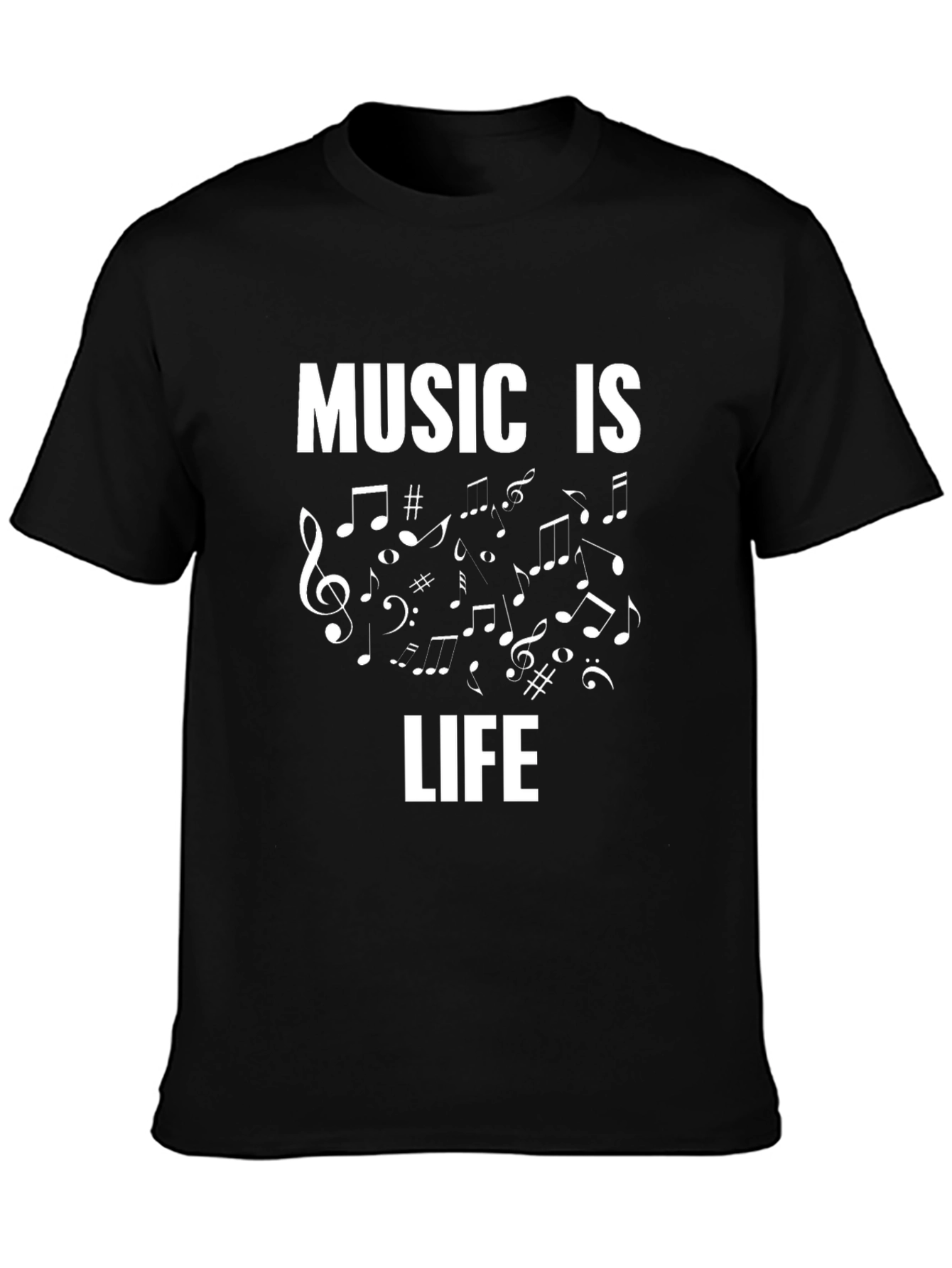 Music is Life Black Graphic Tee