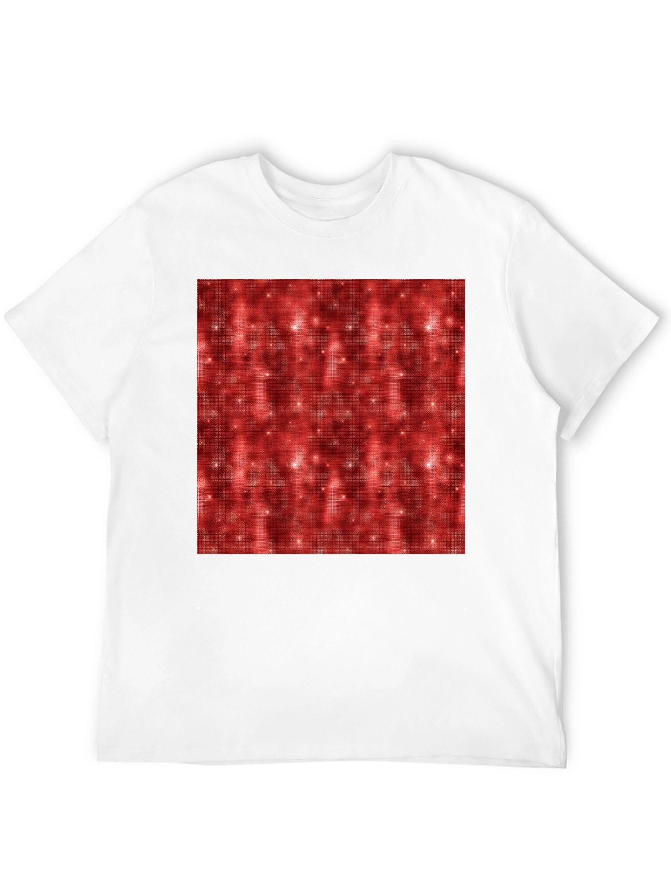 Patterned Red Sparkle Graphic Black T-Shirt