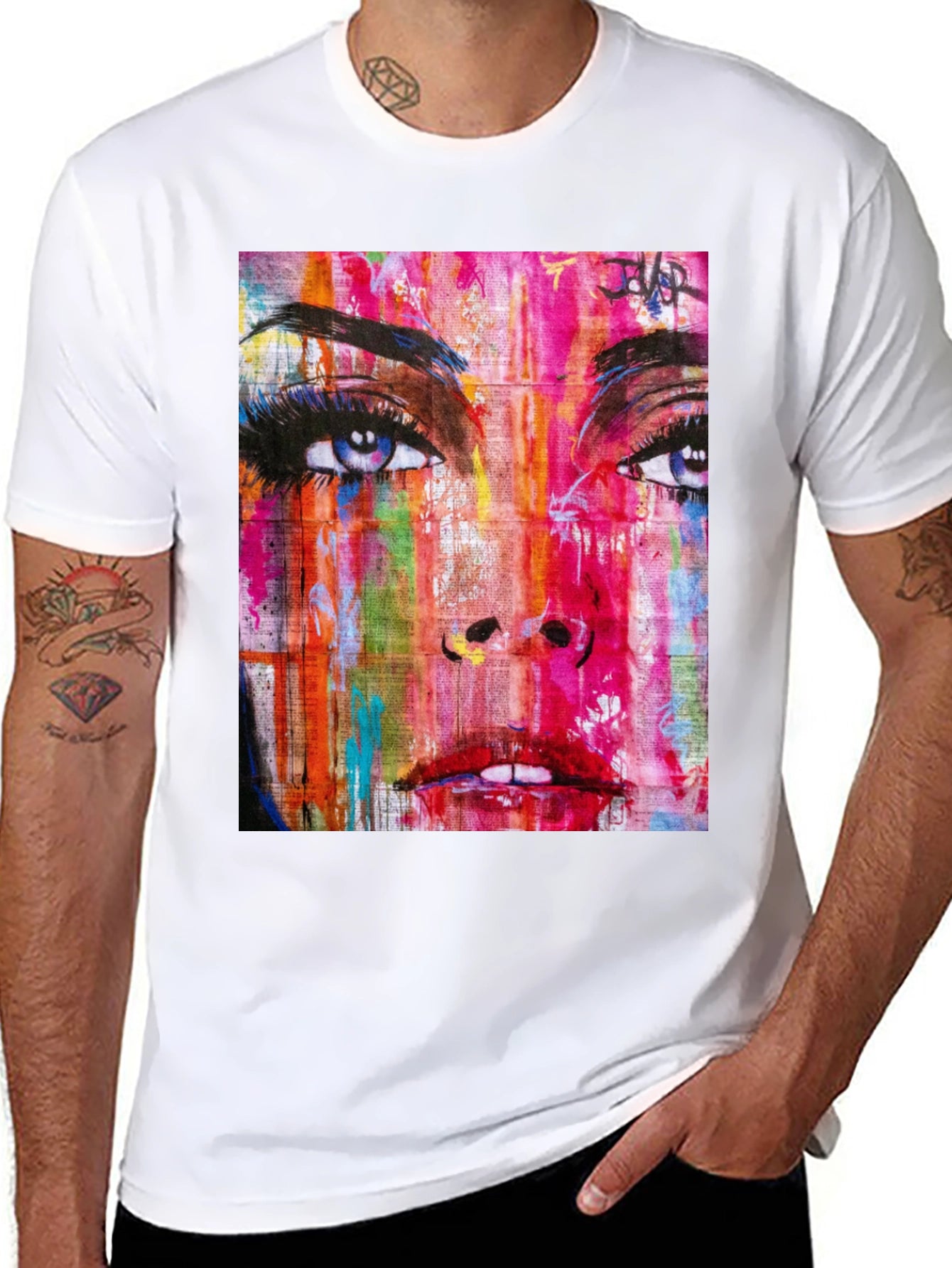 Abstract Woman Graphic Print Black T-Shirt