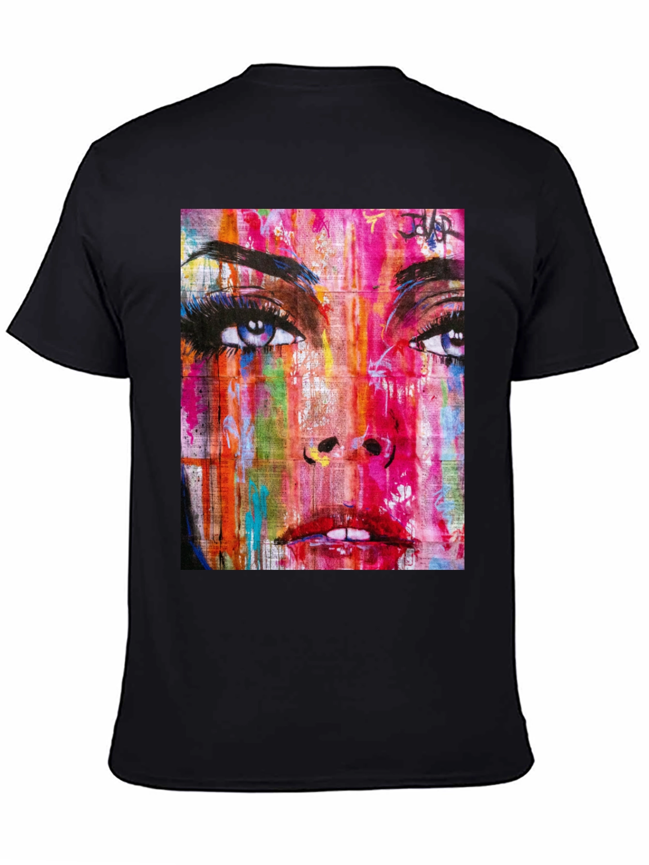 Abstract Woman Graphic Print Black T-Shirt