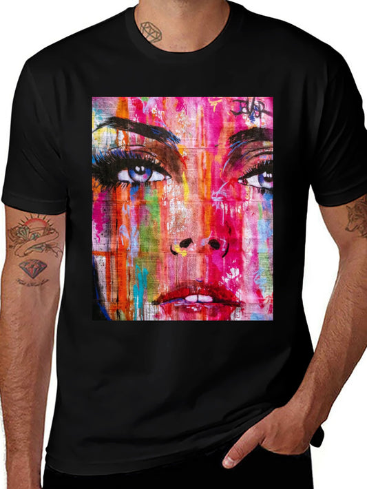 Abstract Woman Graphic Print Black T-Shirt