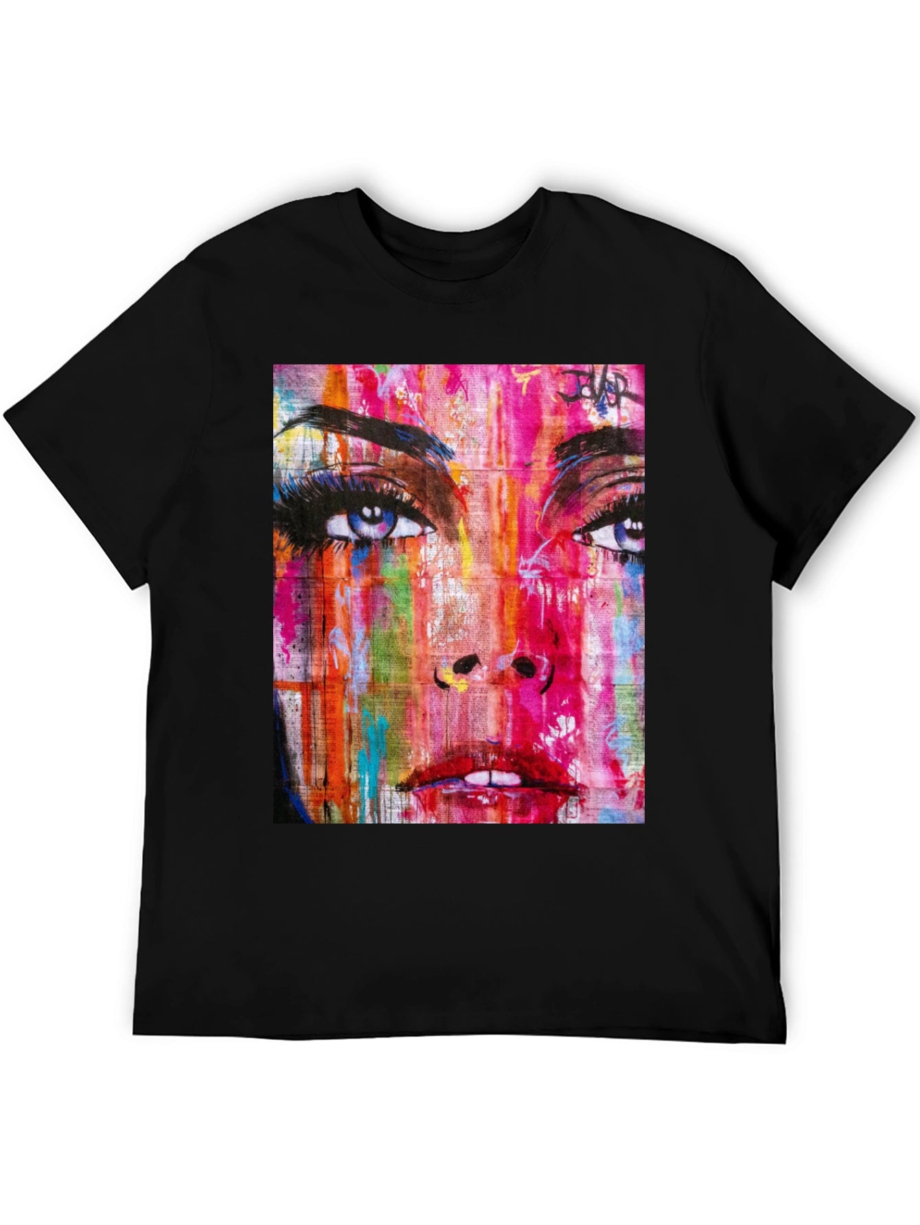Abstract Woman Graphic Print Black T-Shirt