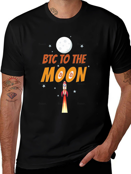 Bitcoin To The Moon Black Graphic T-Shirt
