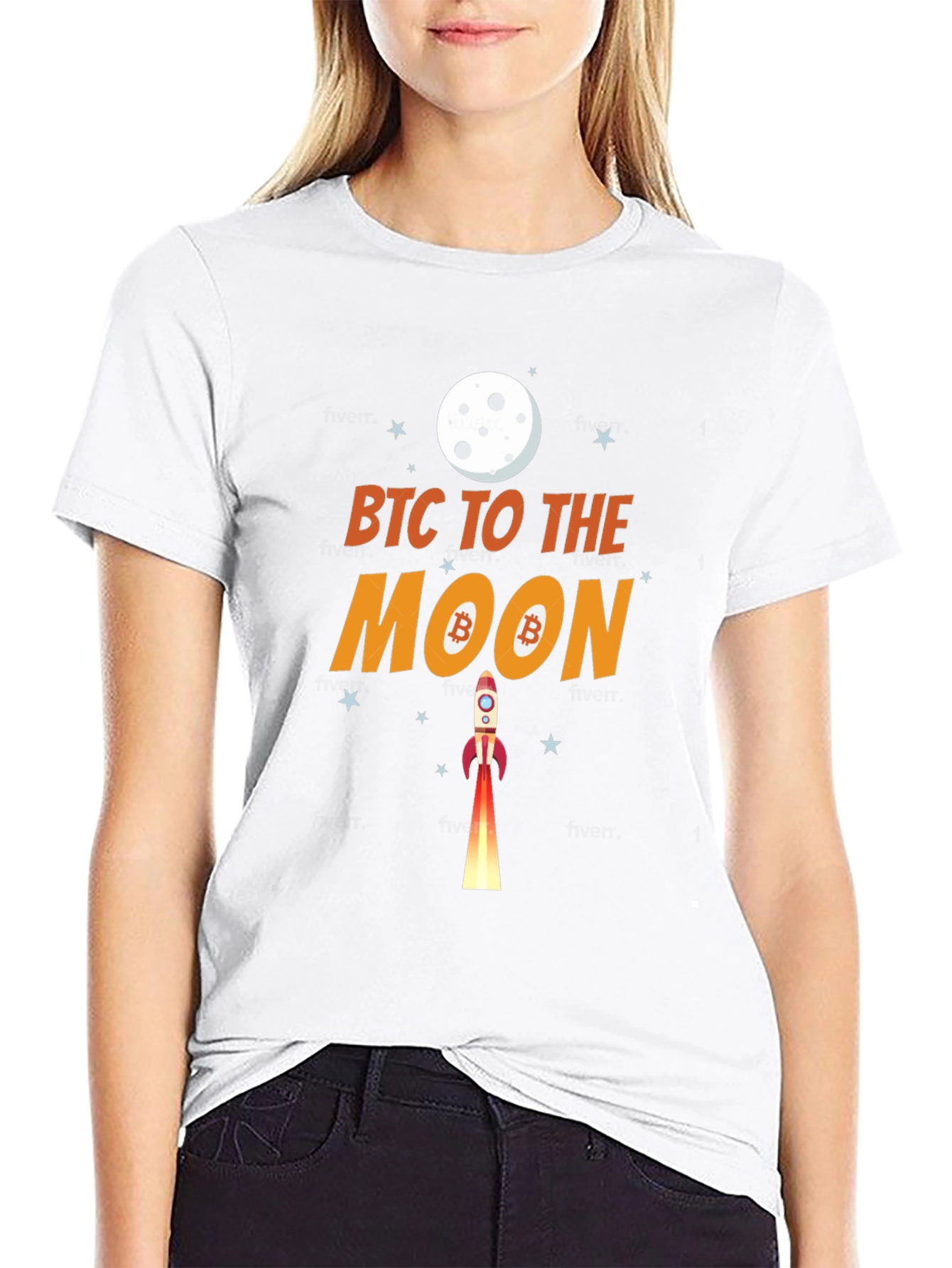 Bitcoin To The Moon Black Graphic T-Shirt