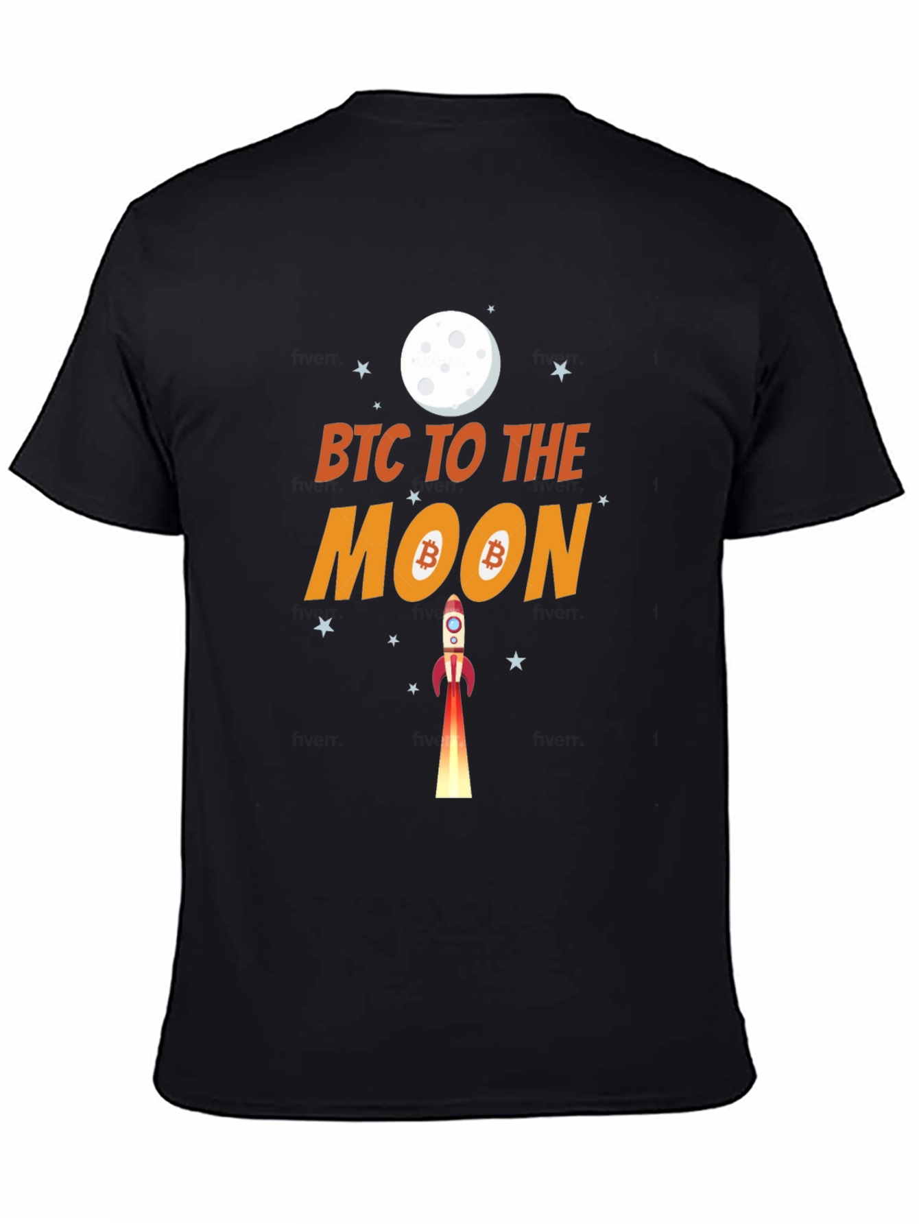 Bitcoin To The Moon Black Graphic T-Shirt