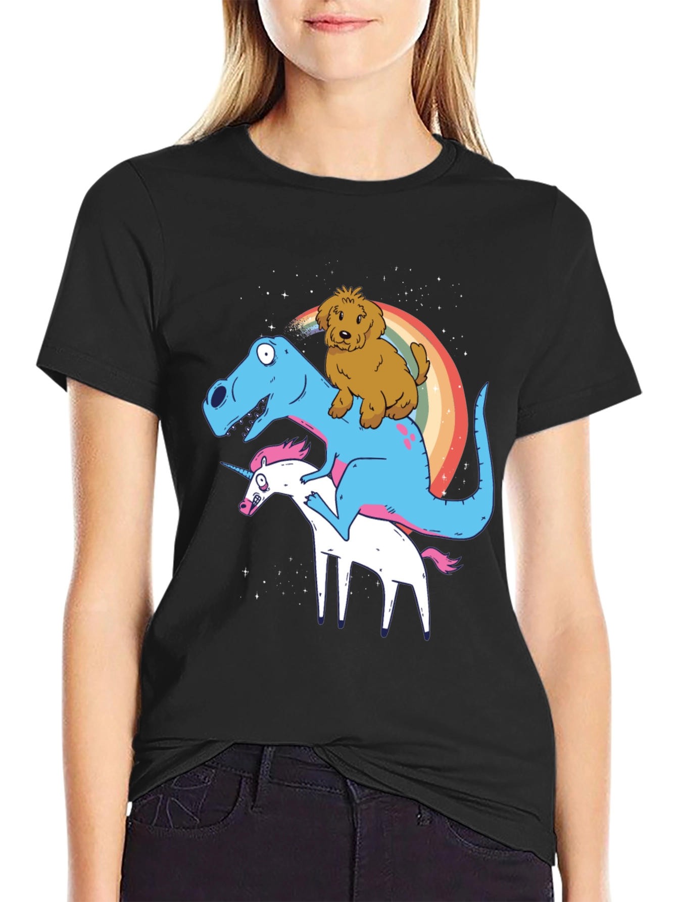 Dino Unicorn Dog Graphic T-Shirt